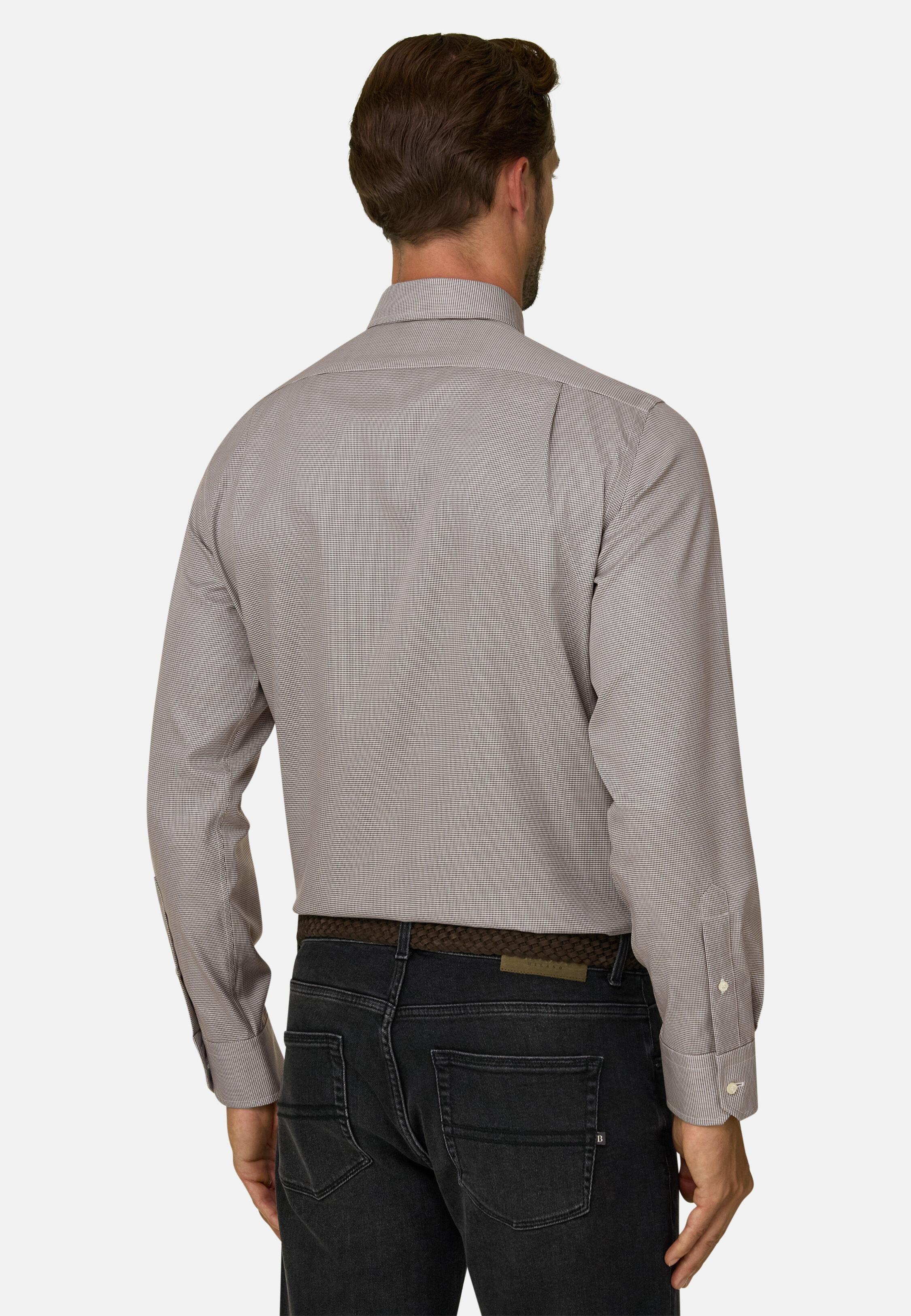 Houndstooth Cotton Shirt Regular Fit, Brown, Brown, large image number 4