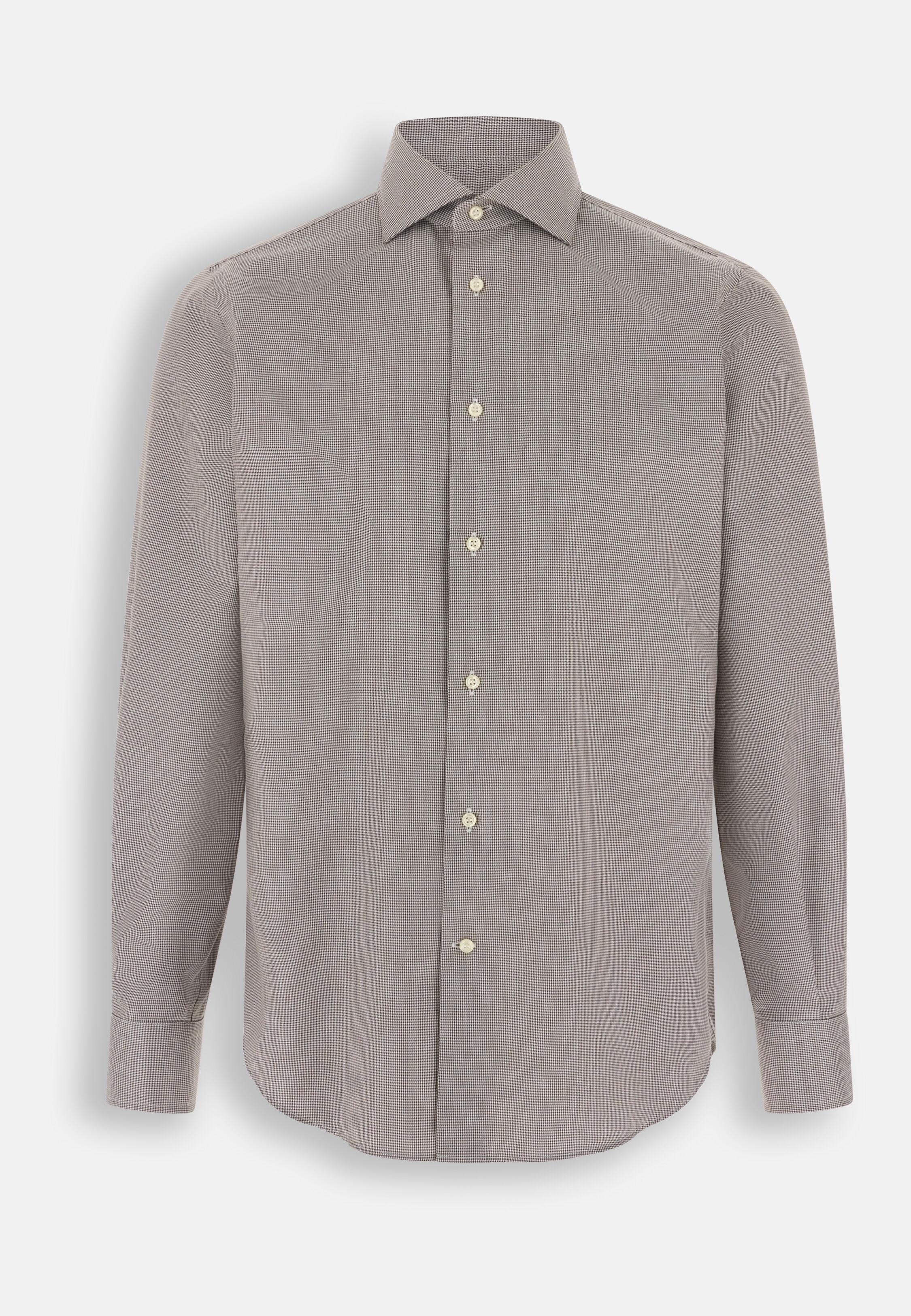 Houndstooth Cotton Shirt Regular Fit, Brown, Brown, large image number 5