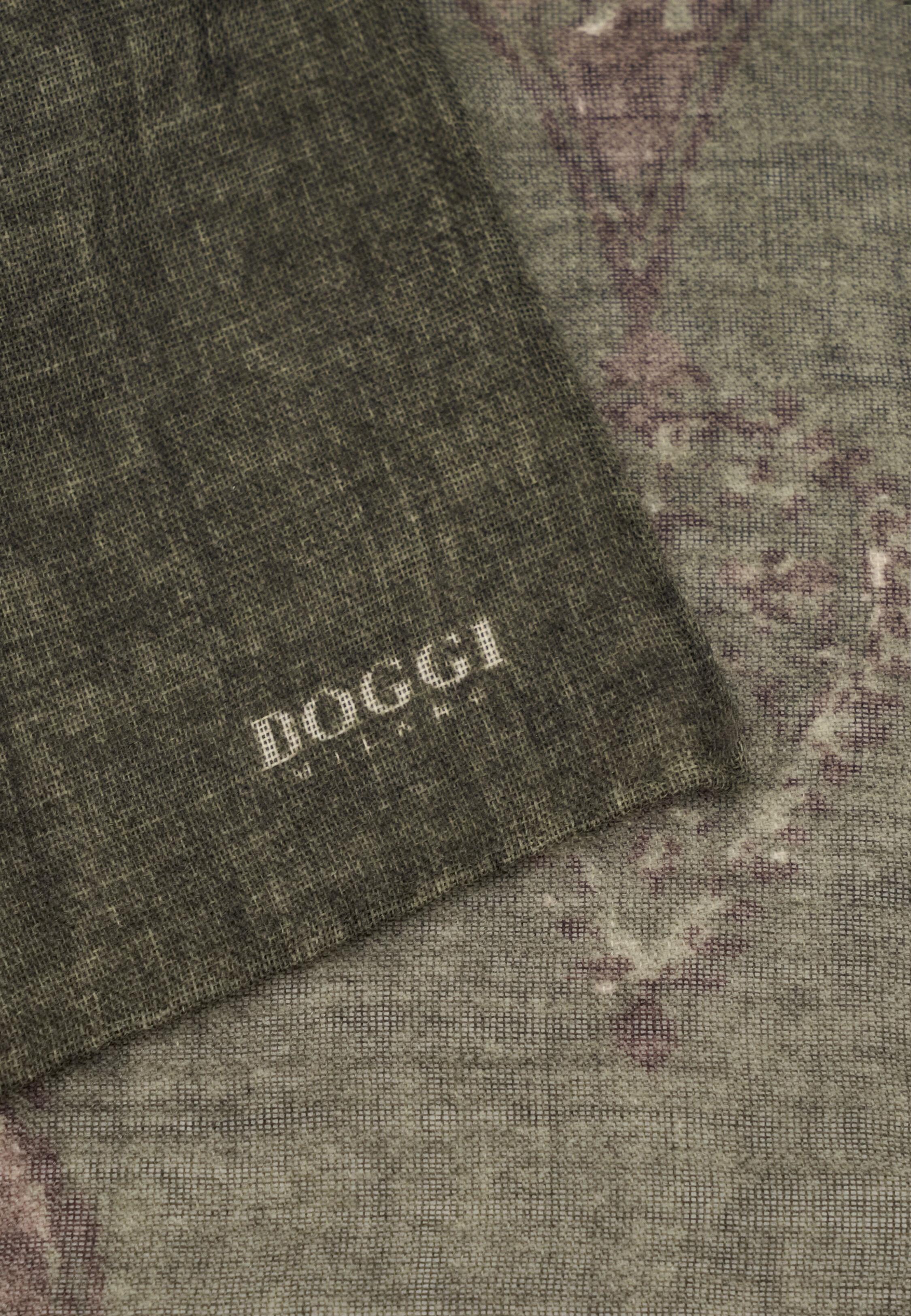 Pocket Square Macro Pattern Print in Wool, Green, Green, medium