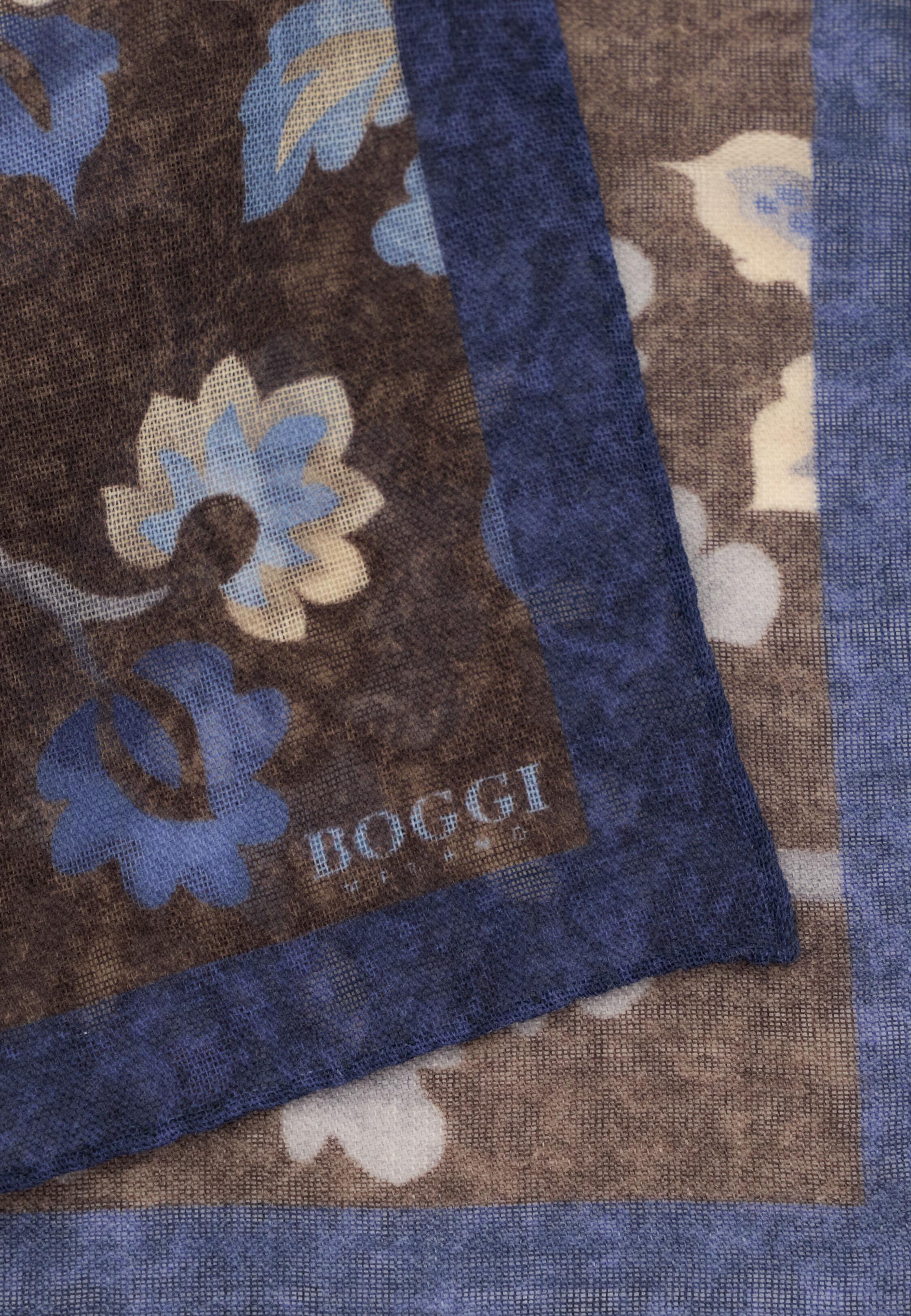 Pocket Square Macro Floral Print Wool, Dark Brown, Dark brown, large image number 2
