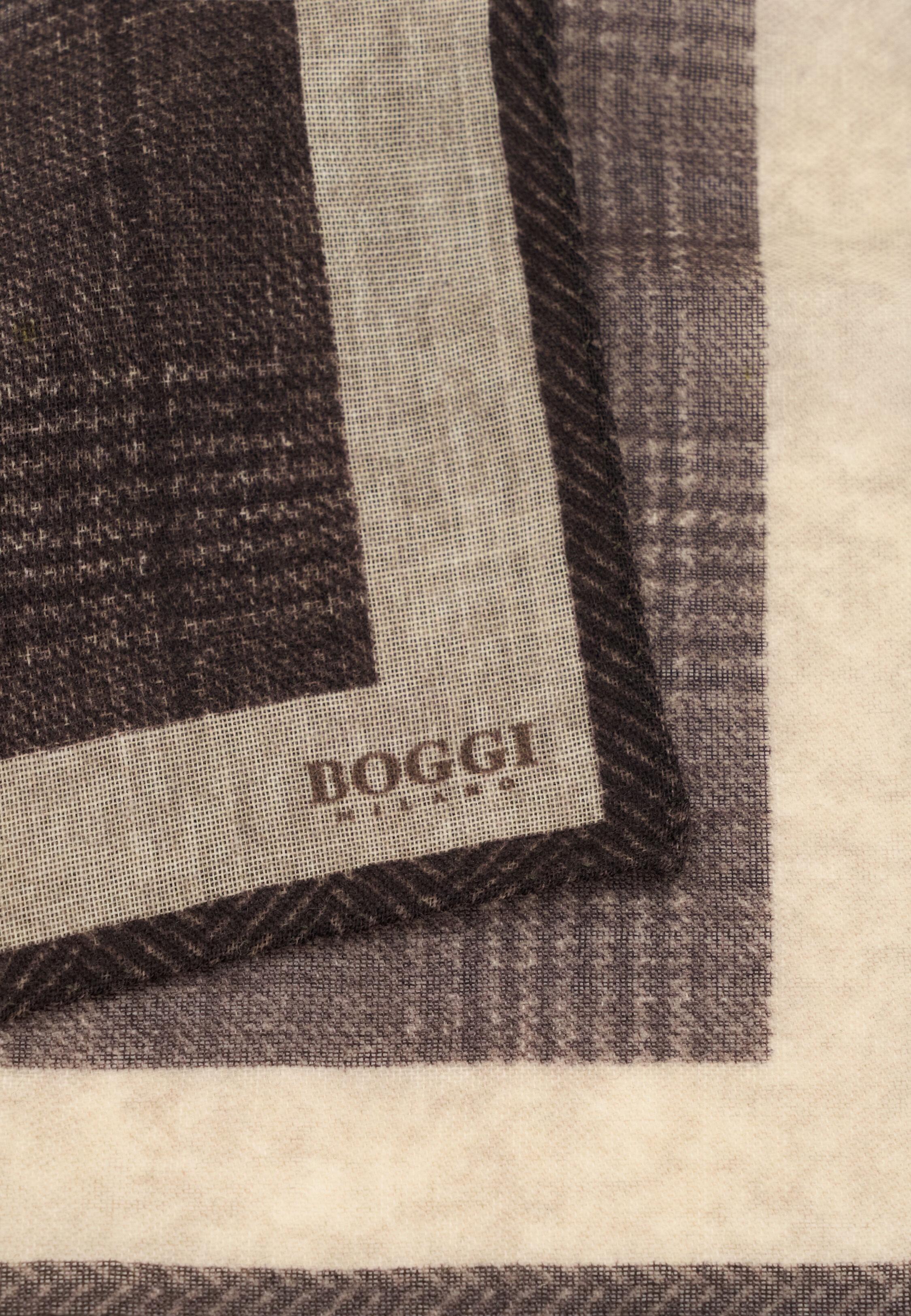 Pocket Square Prince of Wales Check Wool, Dark Brown, Dark brown, large image number 1
