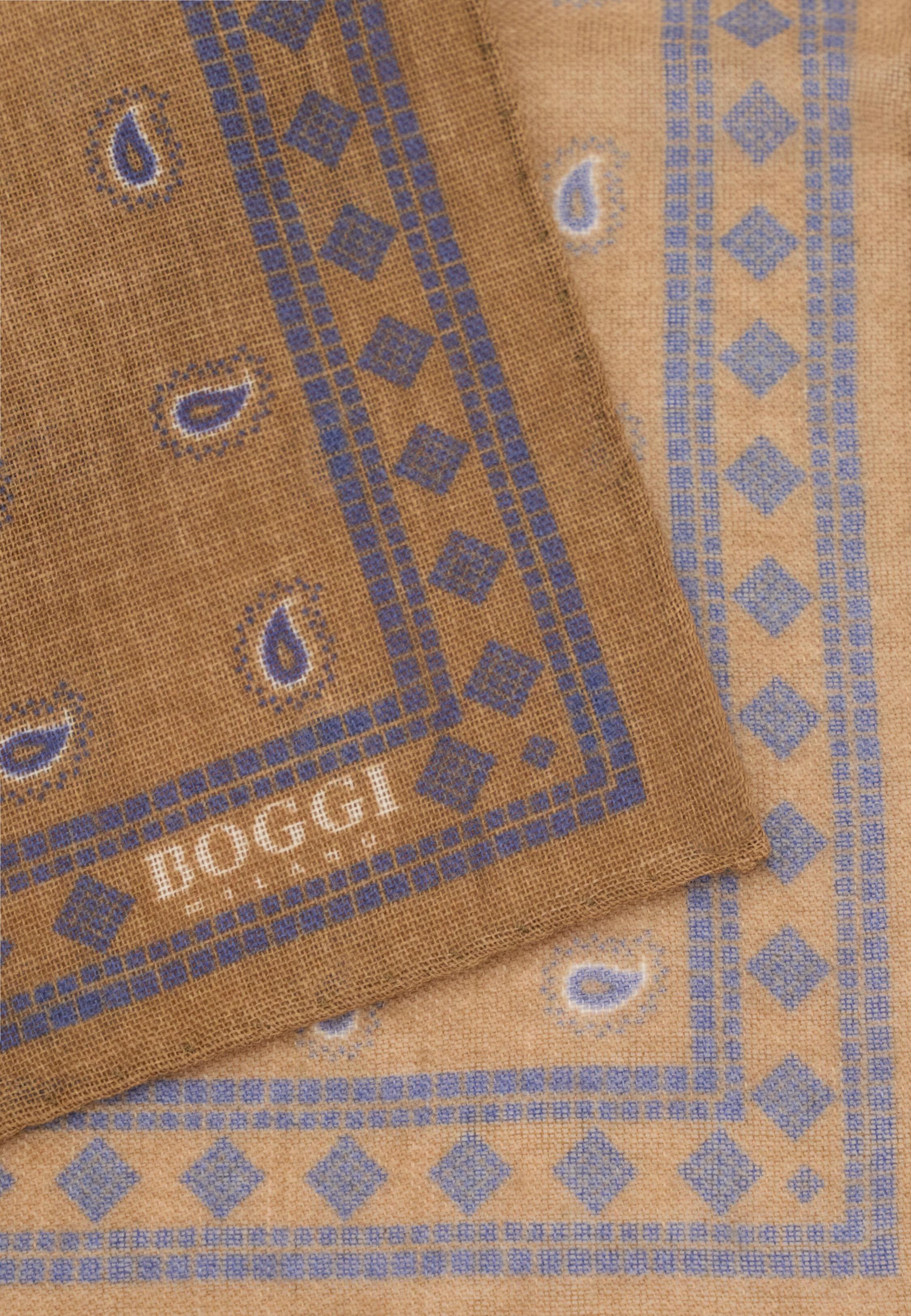 Pocket Square Micro Paisley Print Wool, Camel, 3901_CAML, medium