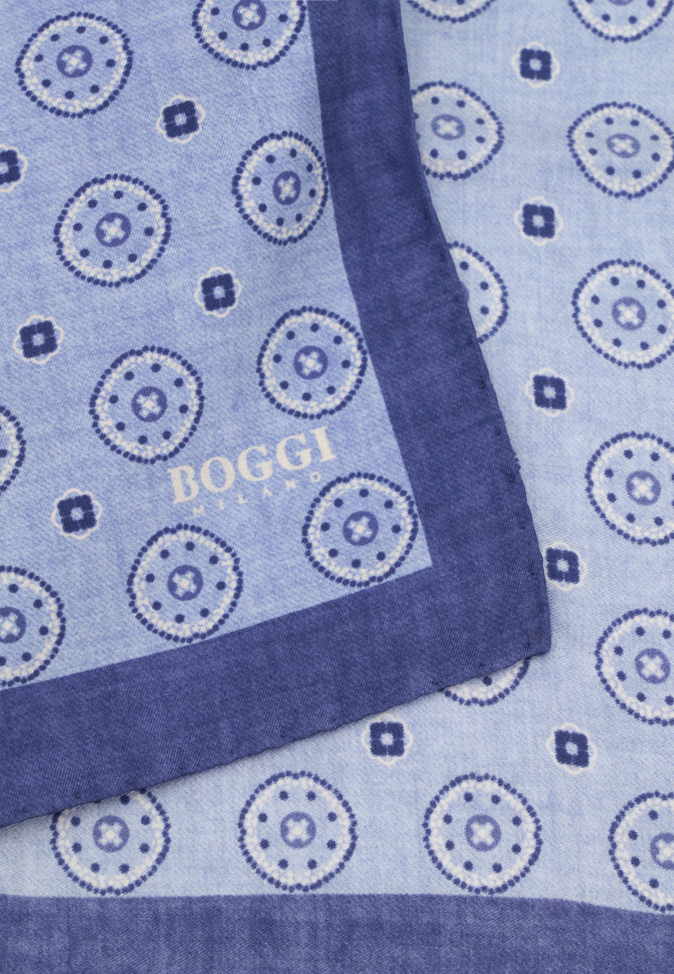 Pocket Square Medallion Pattern Print in Silk, Light Blue, Light Blue, medium