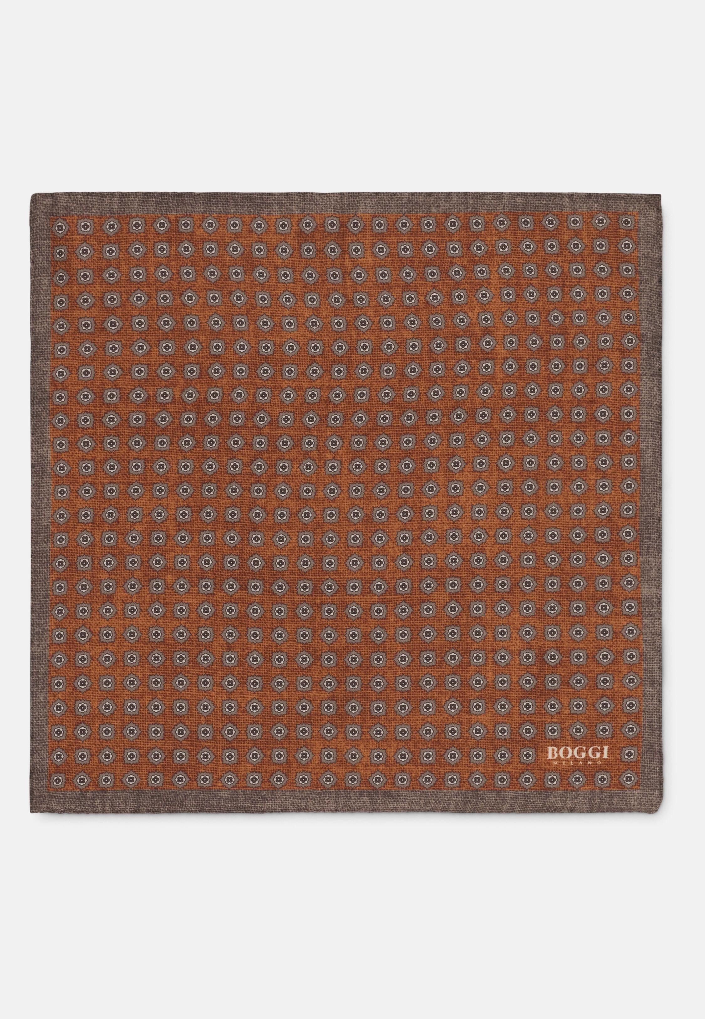 Pocket Square Floral Pattern Silk, Orange, Rot, large image number 0