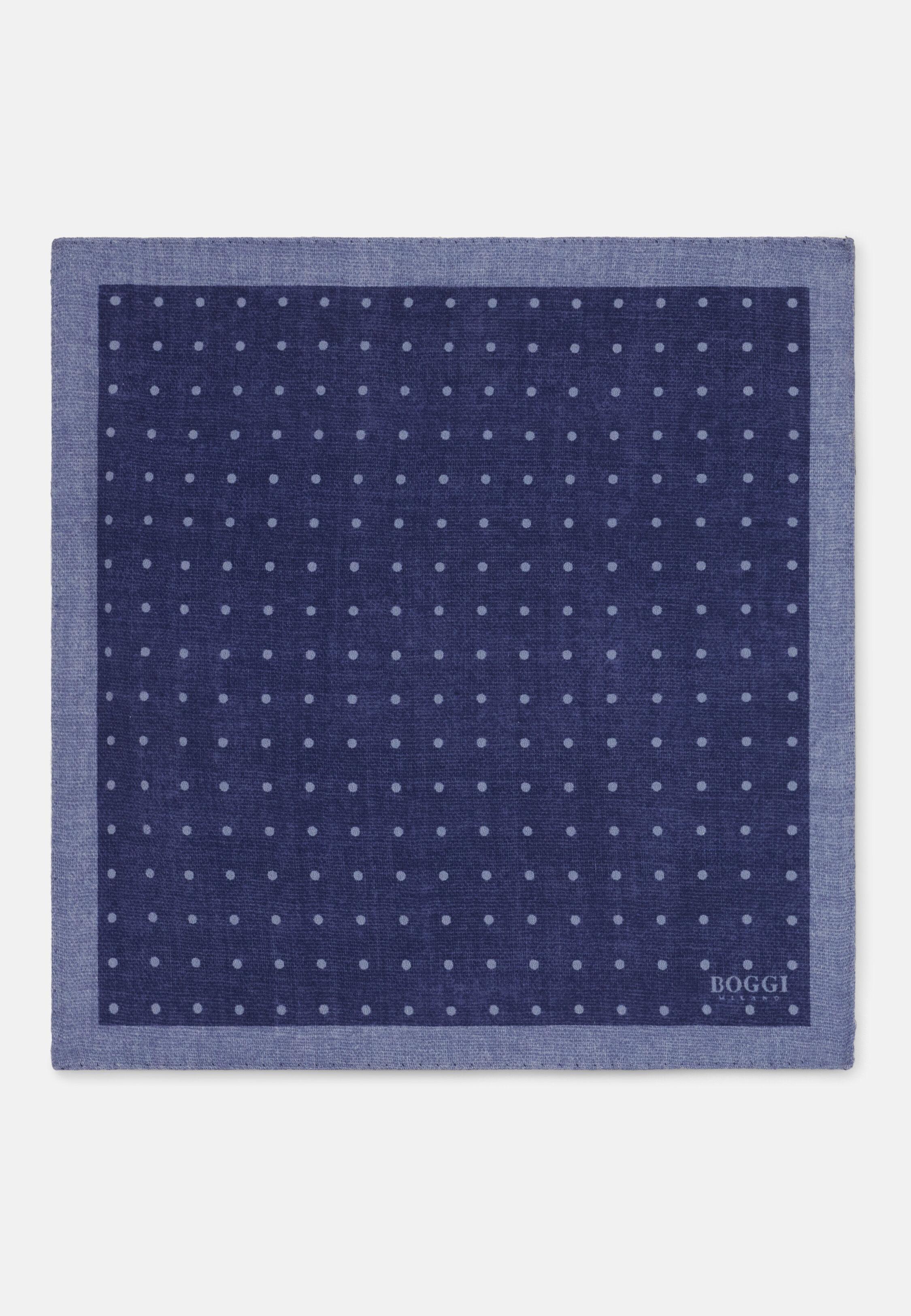 Pocket Square Double Print Polka Dot Silk Blue, Blue, large image number 0
