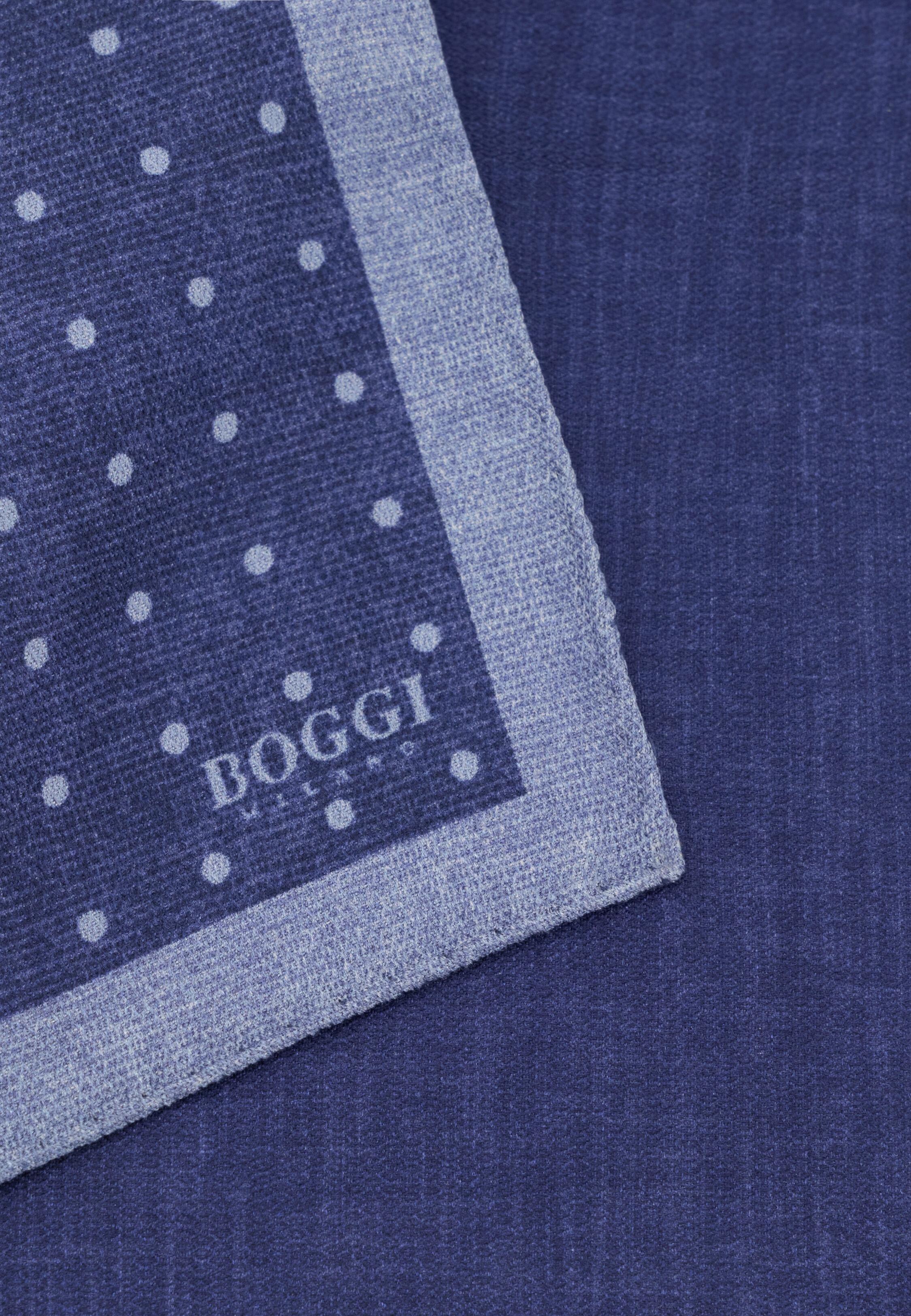 Pocket Square Double Print Polka Dot Silk Blue, Blue, large image number 1