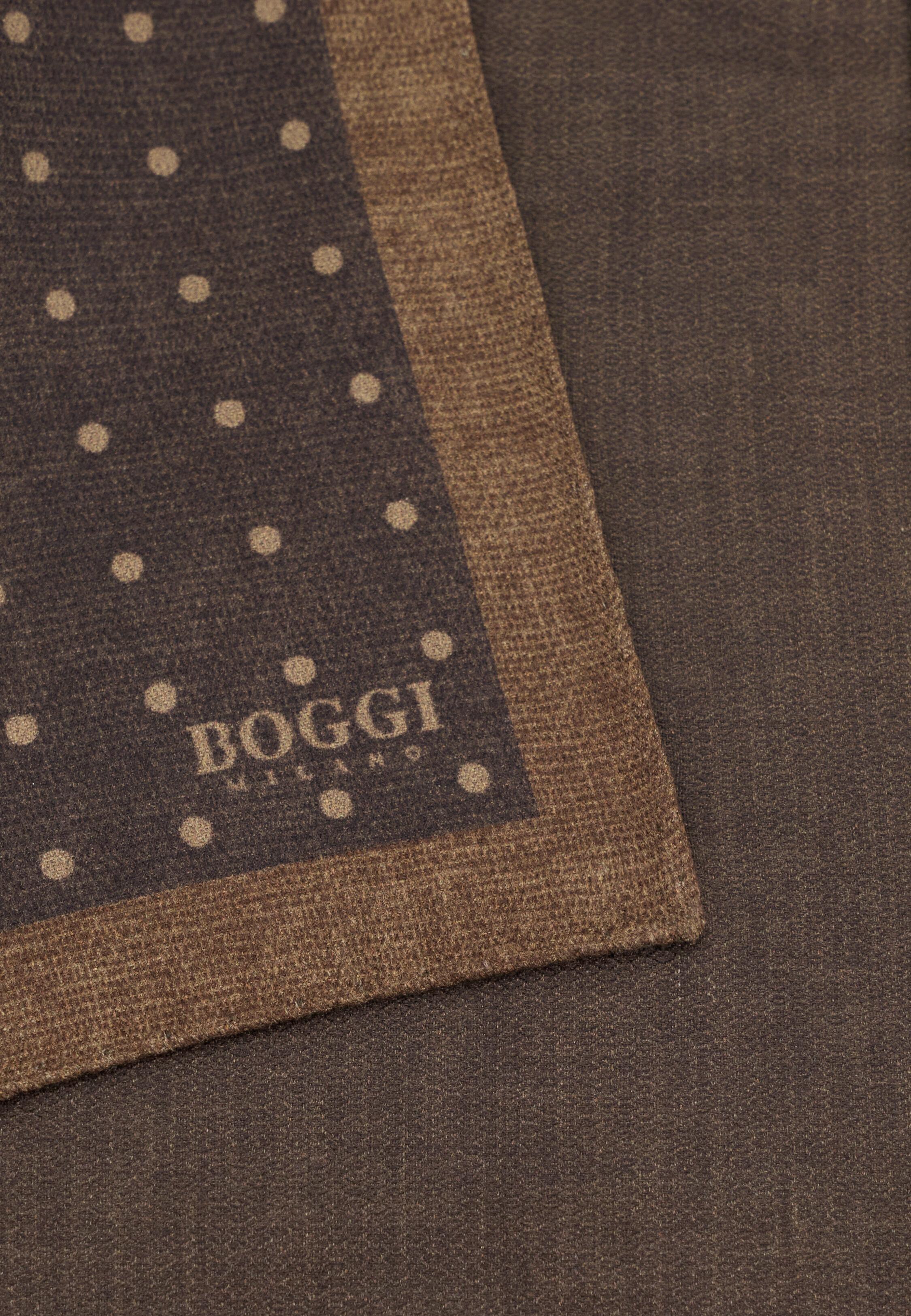 Pocket Square Double Print Polka Dot Silk Brown, Dark brown, large image number 1