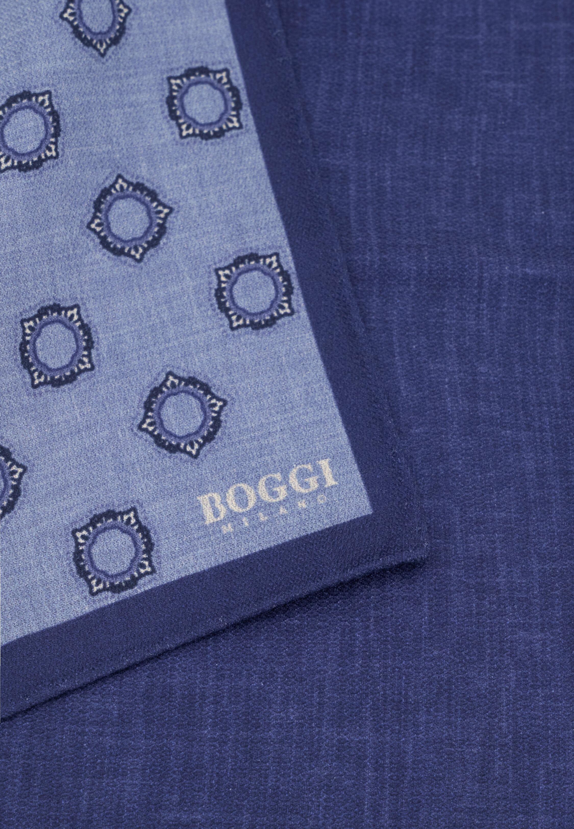 Pocket Square Double Print Medallion Pattern Silk Blue, Light Blue, large image number 1
