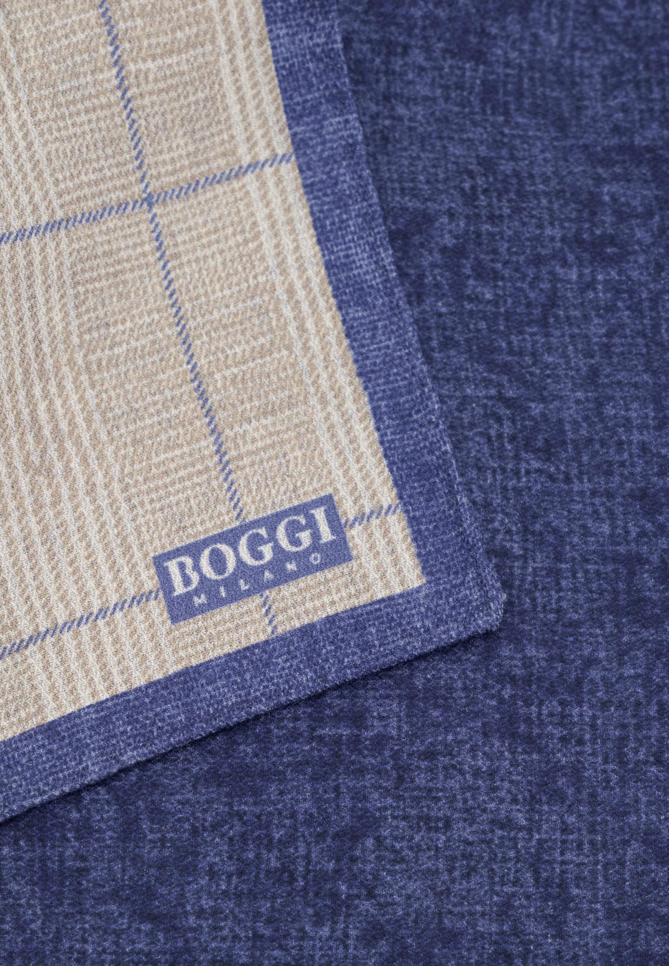 Pocket Square Double Prince Of Wales Check Print Silk, Beige, Sand, medium