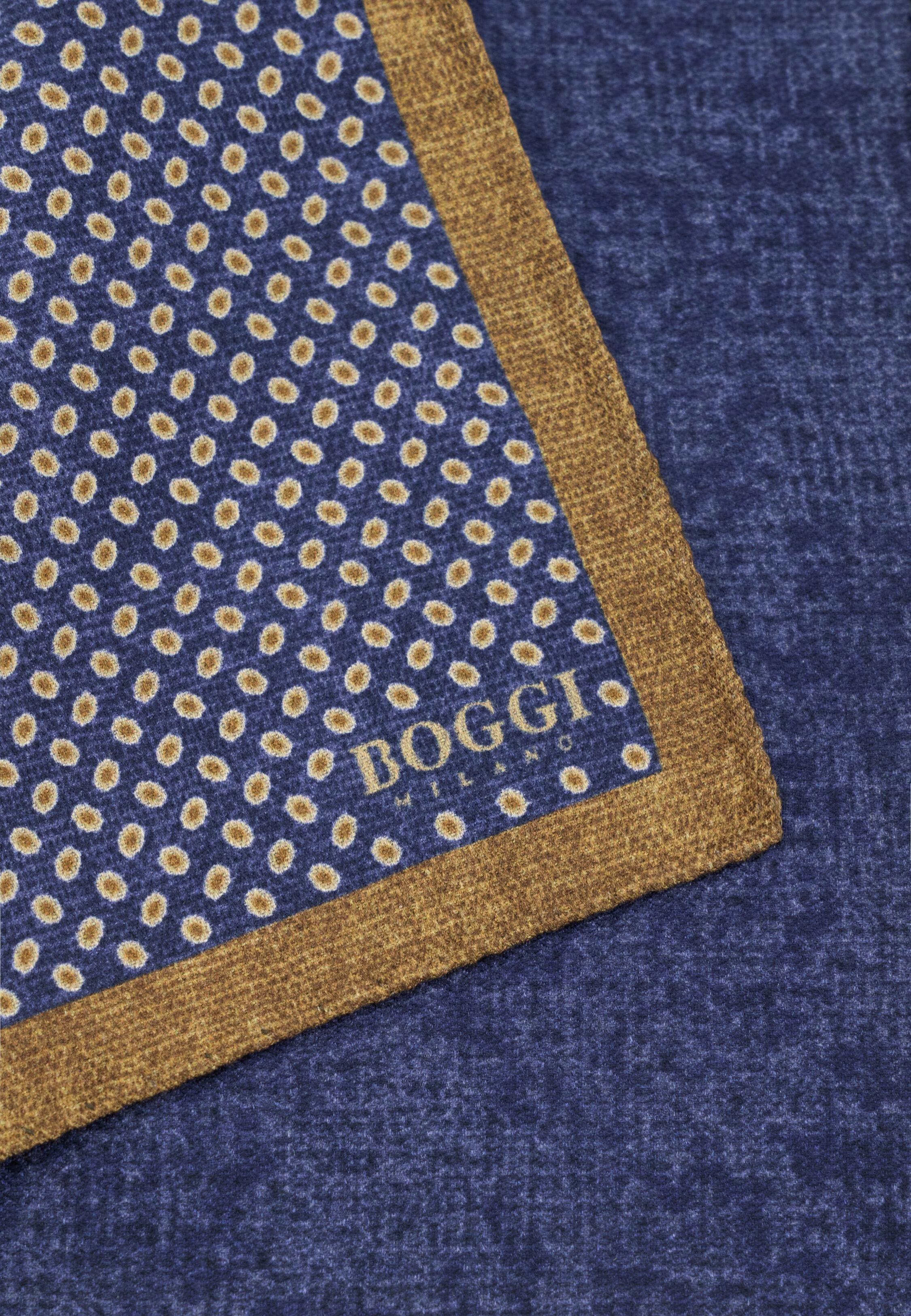 Pocket Square Double Micro Patterned Print in Silk, Navy Blue, Navy blue, large image number 1