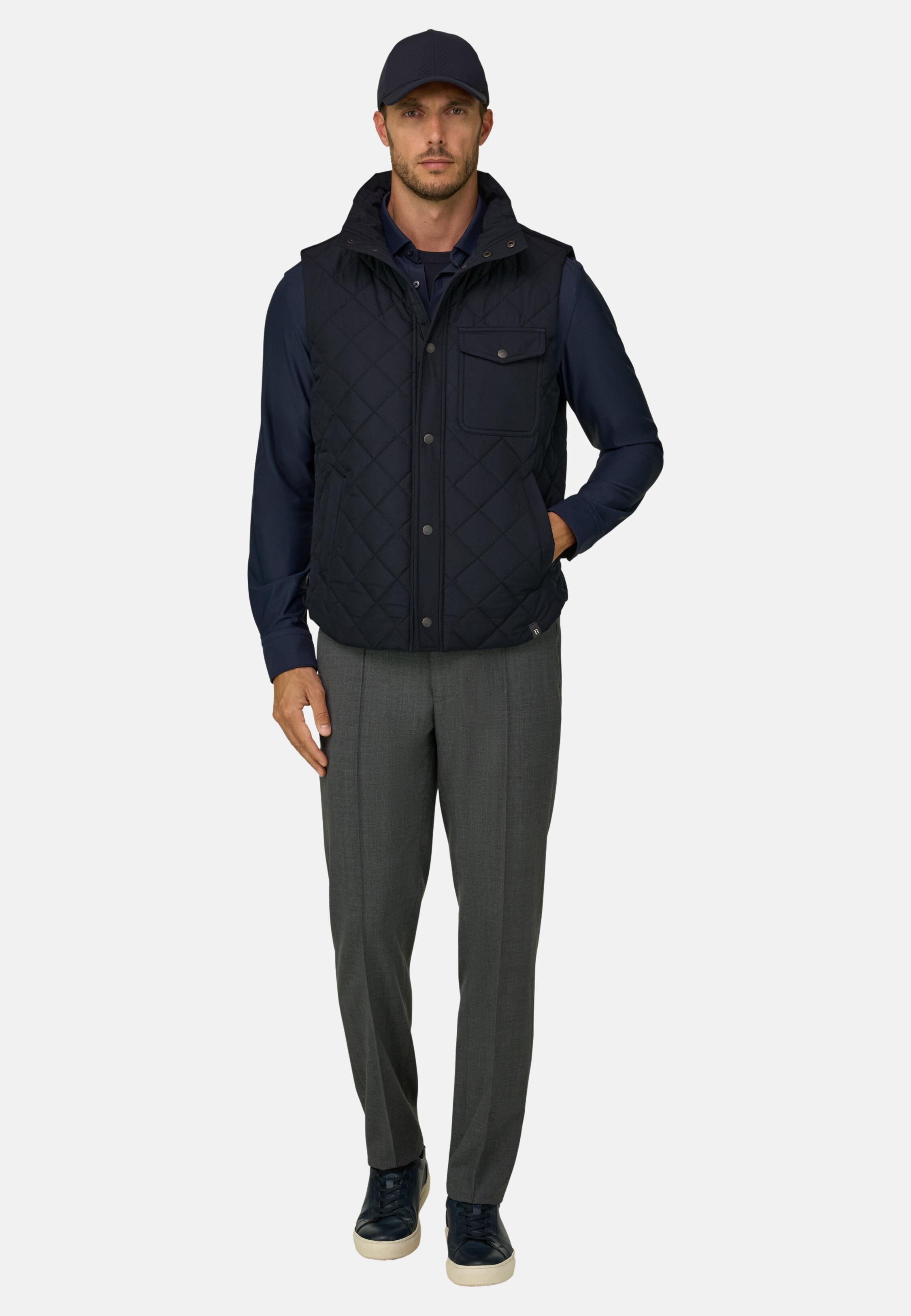 Padded Gilet in Technical Fabric Navy blue, Navy blue, large image number 0