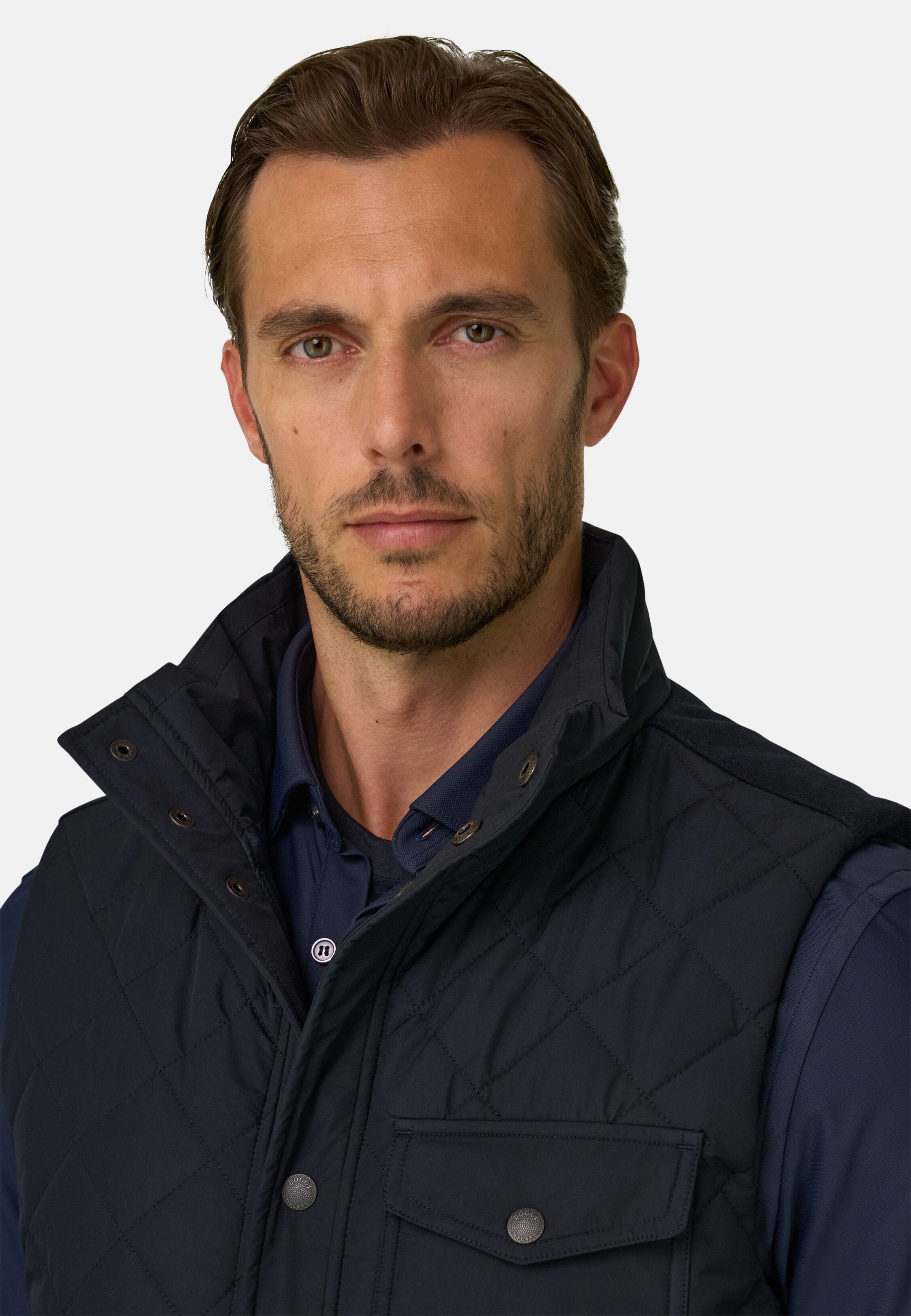 Padded Gilet in Technical Fabric Navy blue, Navy blue, large image number 1