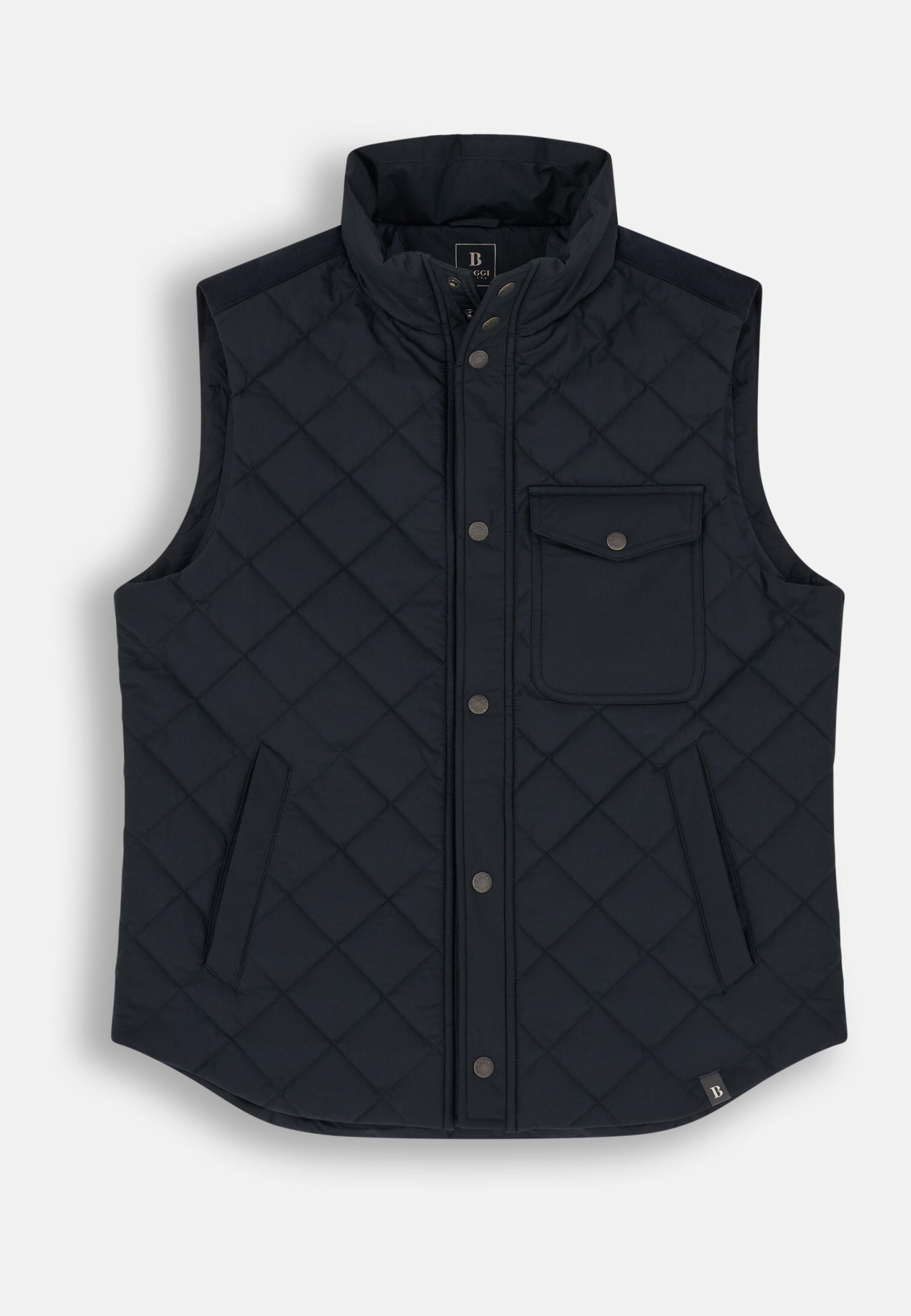 Padded Gilet in Technical Fabric Navy blue, Navy blue, large image number 4