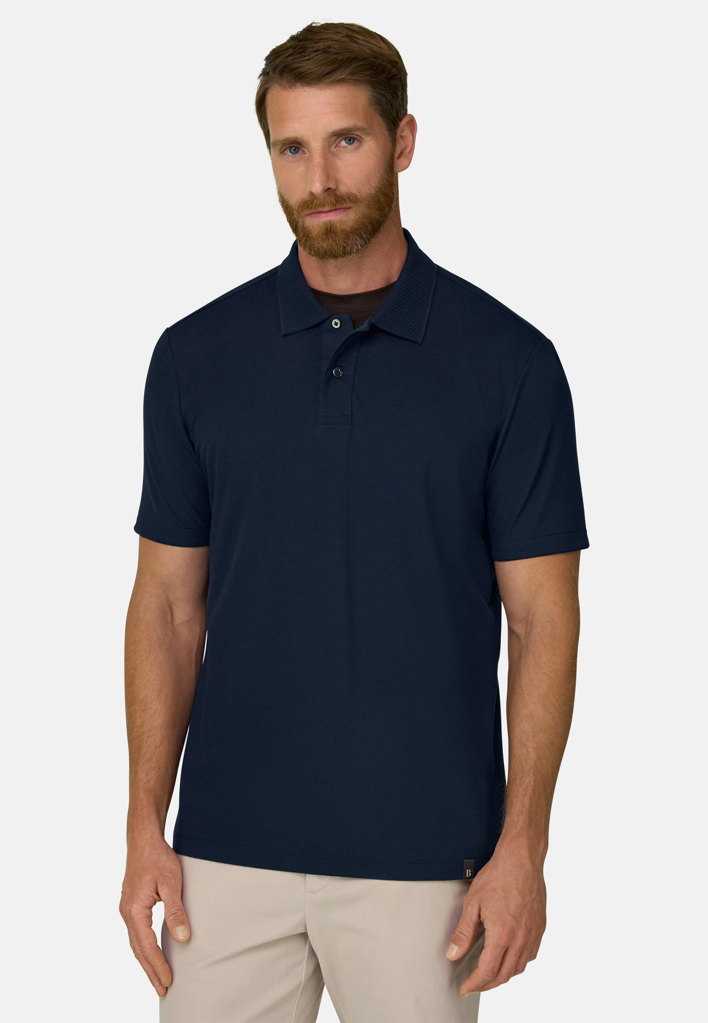 بولو من مزيج القطن المطاطي بيكيه Cool Jade-Fresh أزرق كحلي, Navy blue, large image number 1