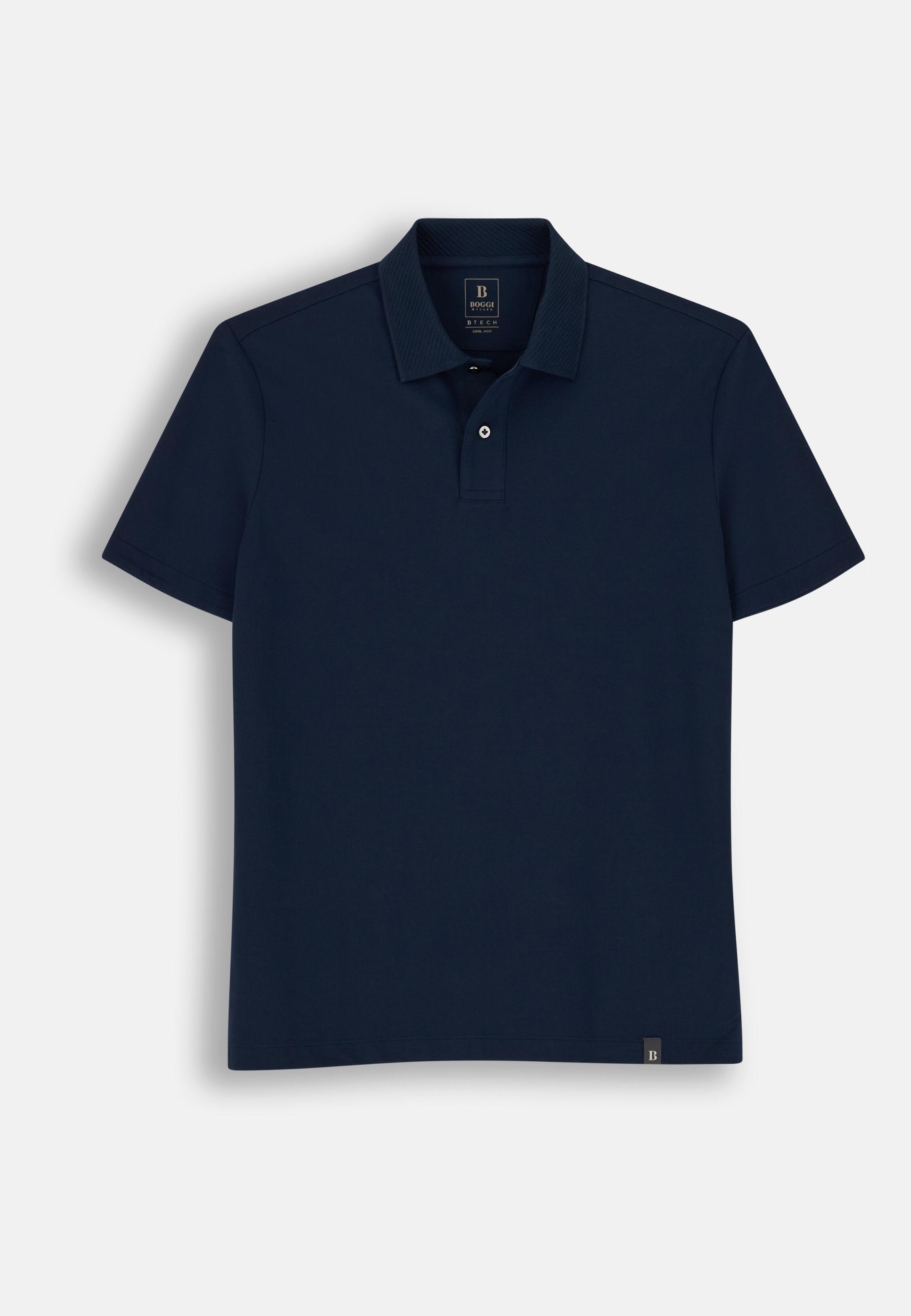 بولو من مزيج القطن المطاطي بيكيه Cool Jade-Fresh أزرق كحلي, Navy blue, large image number 4