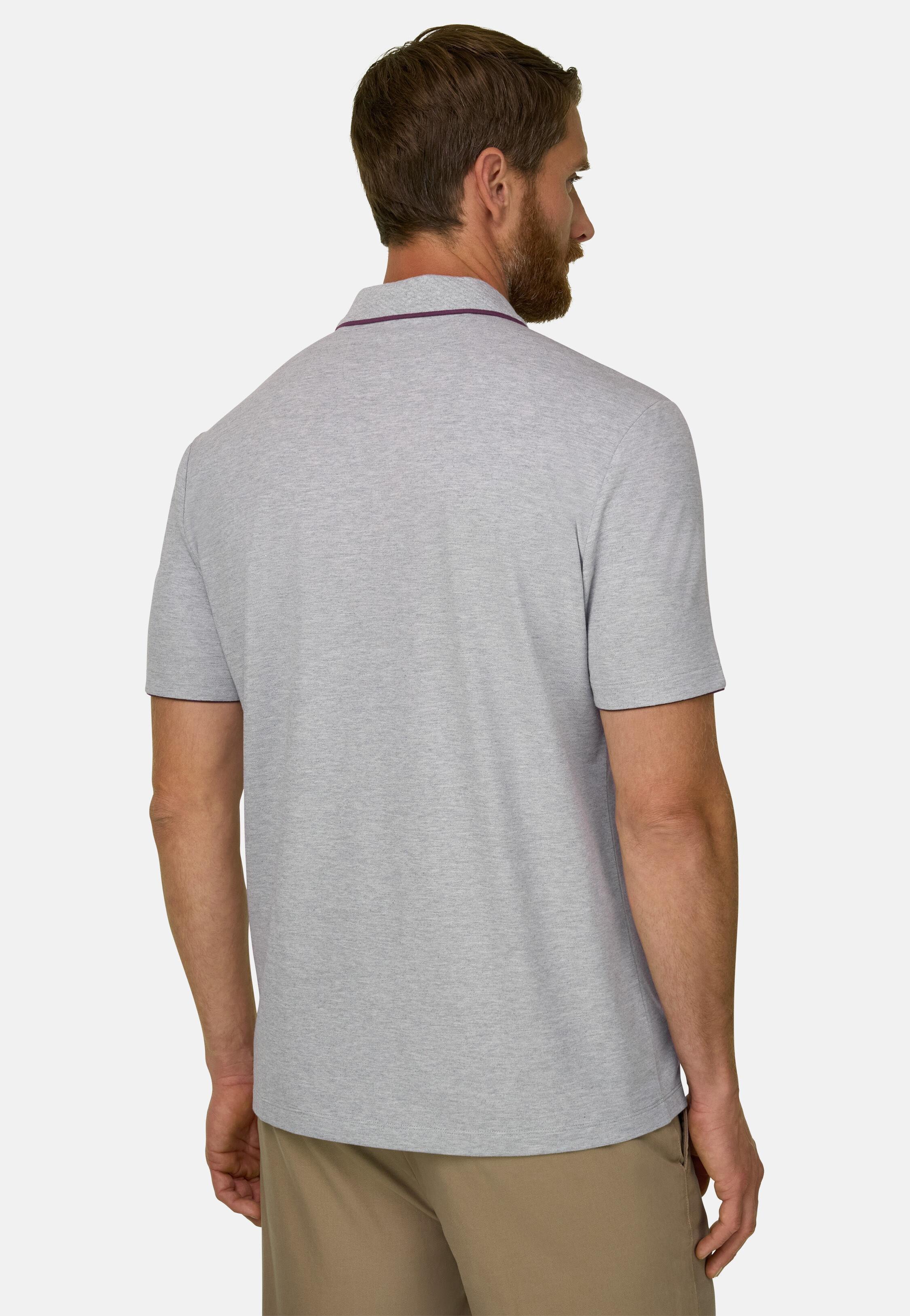 Polo in Stretch Cotton Blend Piqu&eacute; Cool Jade-Fresh Grey, Grey, large image number 2