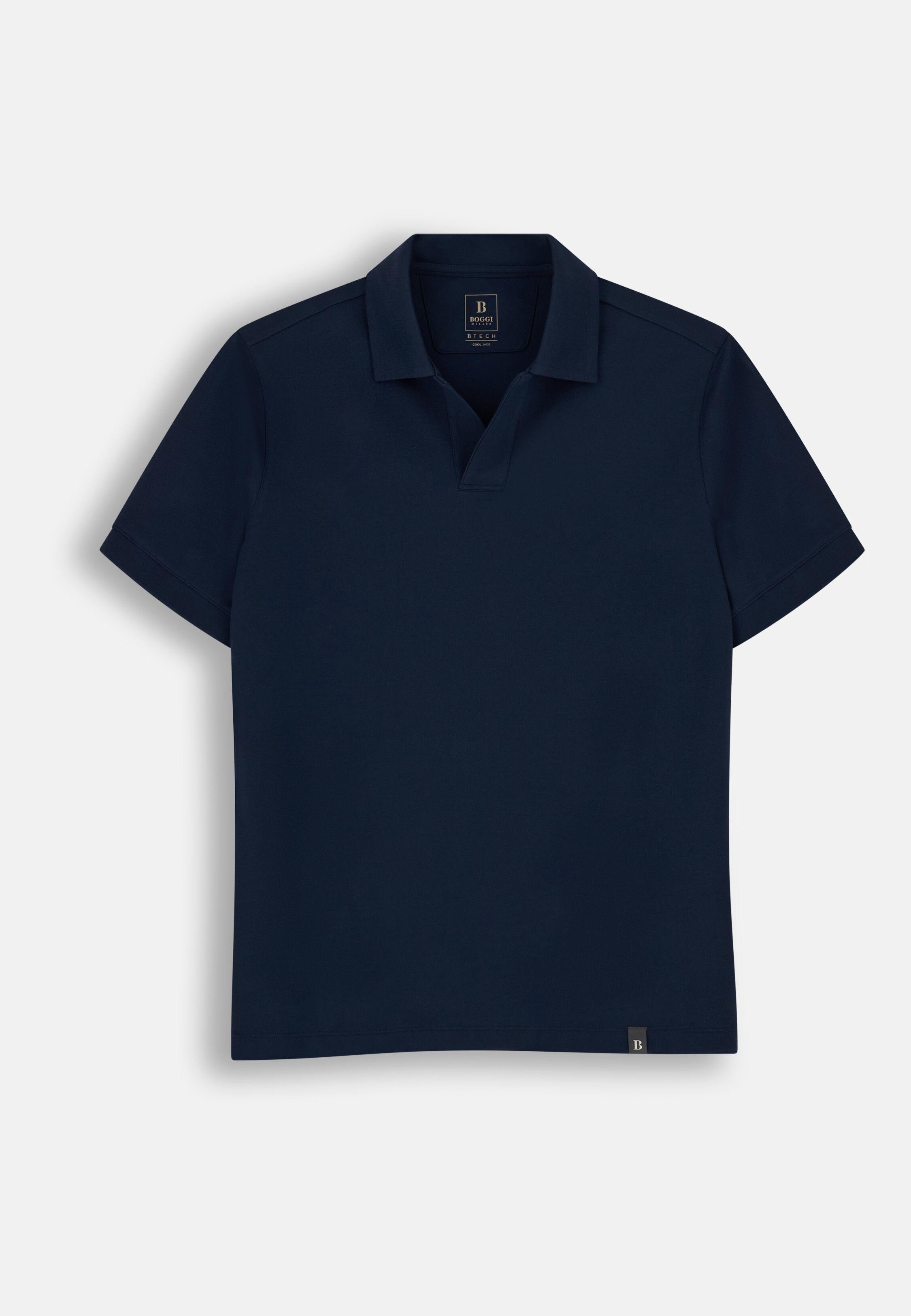 بولو من مزيج القطن المطاطي بيكيه Cool Jade-Fresh أزرق كحلي, Navy blue, large image number 4