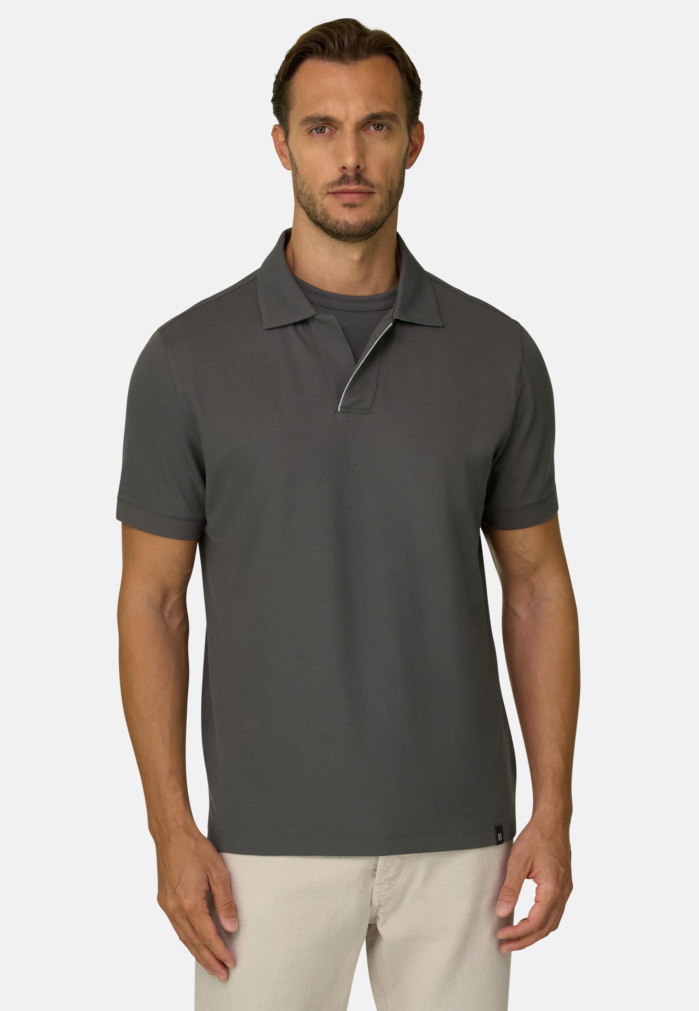 Polo in Stretch Cotton Blend Piqu&eacute; Cool Jade-Fresh, Military Green, Military Green, large image number 1