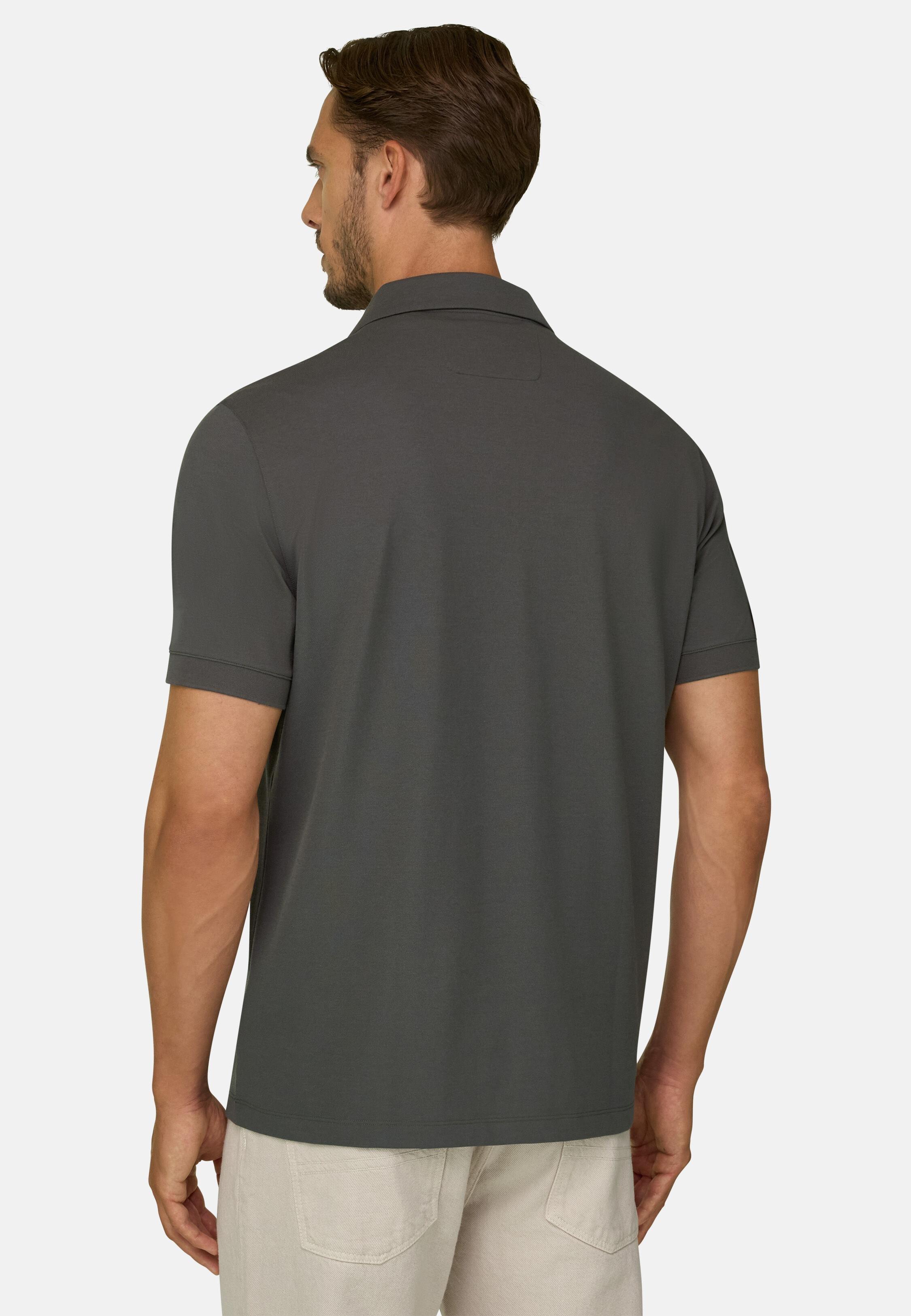 Polo in Stretch Cotton Blend Piqu&eacute; Cool Jade-Fresh Military Green, Military Green, medium