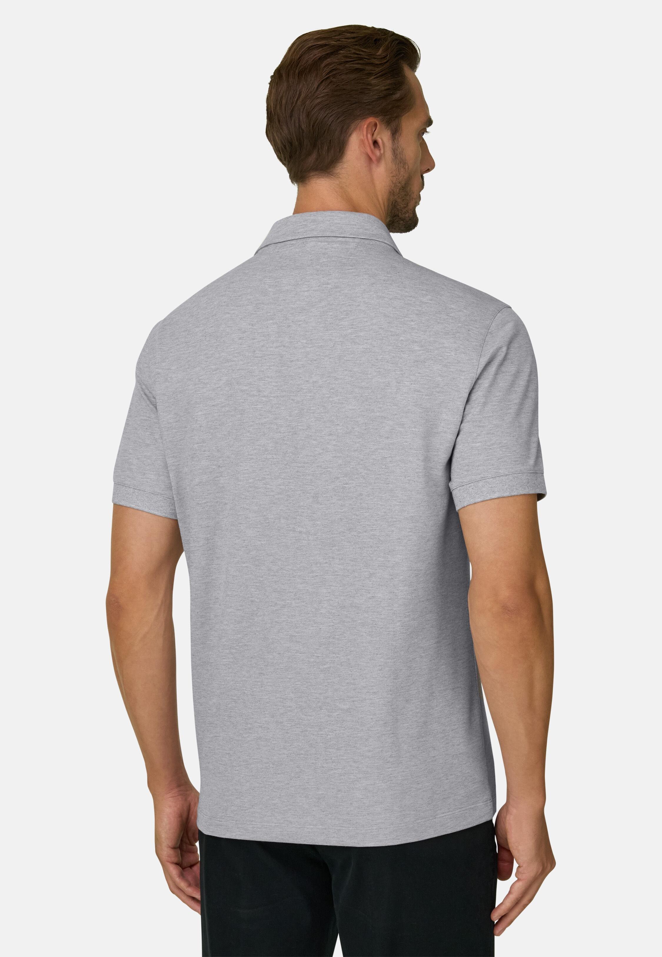Polo In Stretch Cotton Blend Piqu&eacute; Cool Jade-Fresh, Grey, Grey, large image number 3