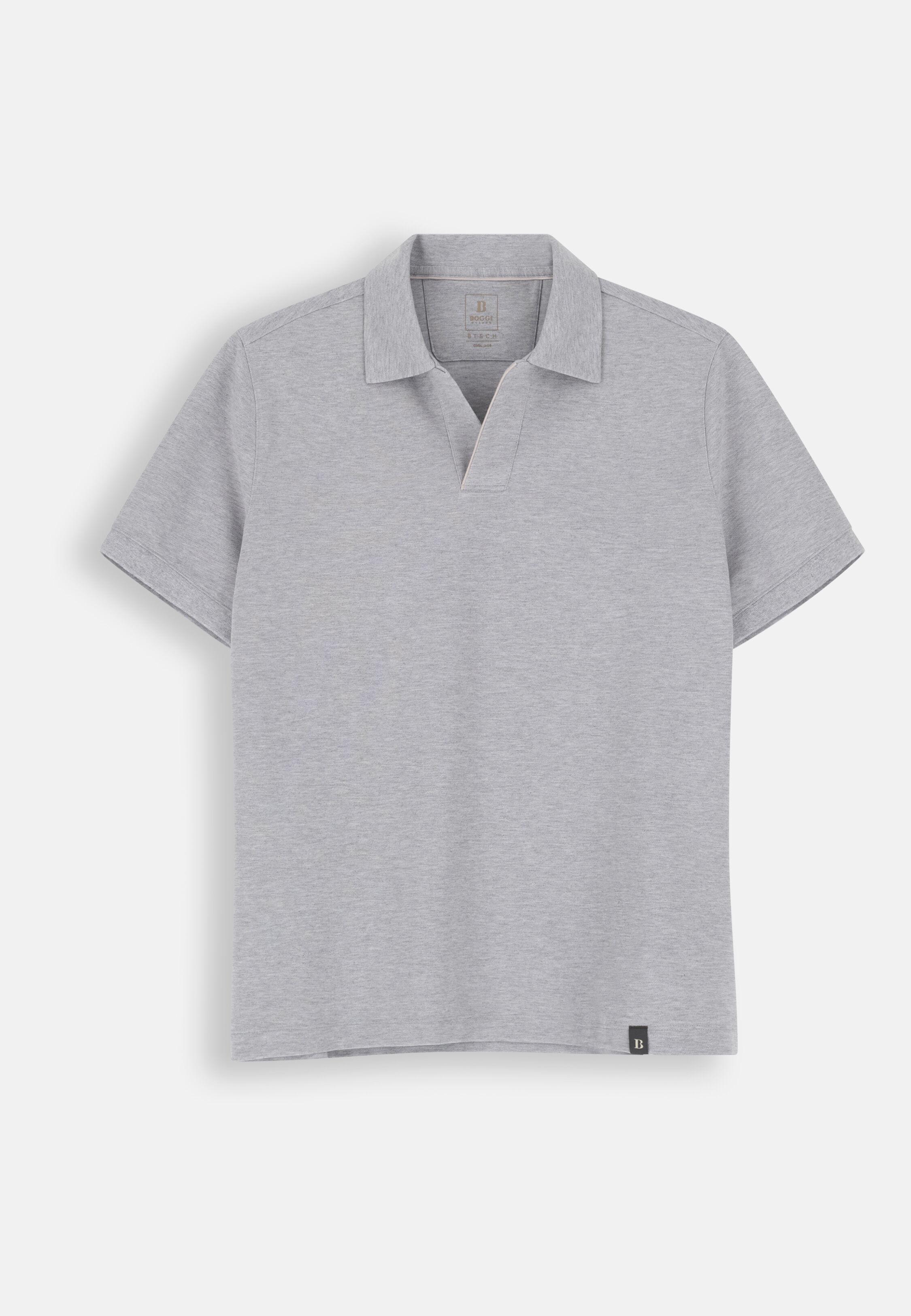 Polo In Stretch Cotton Blend Piqu&eacute; Cool Jade-Fresh, Grey, Grey, large image number 4
