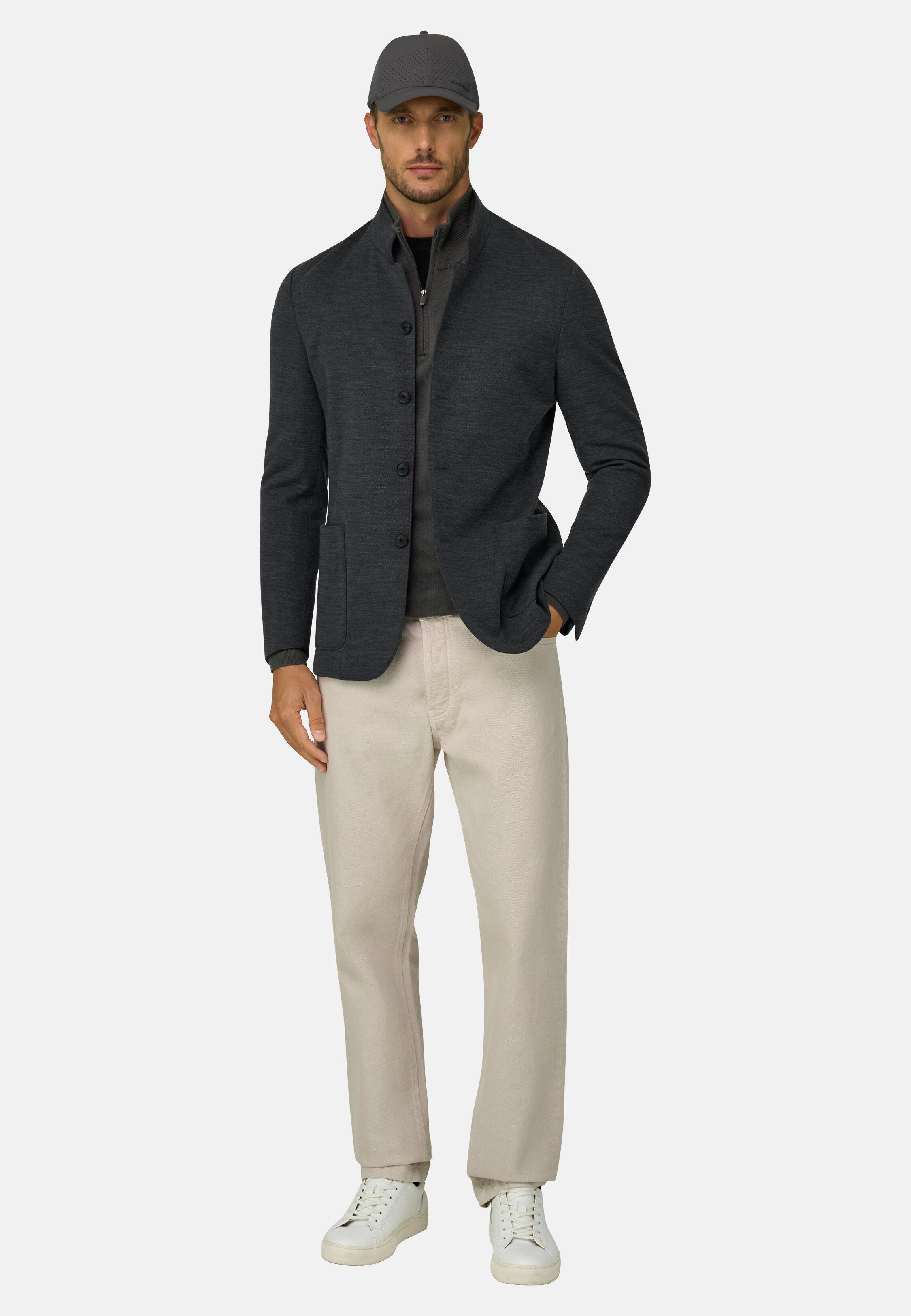 Blazer Diagonal Wool Blend Wooltech, Charcoal, Charcoal, large image number 0