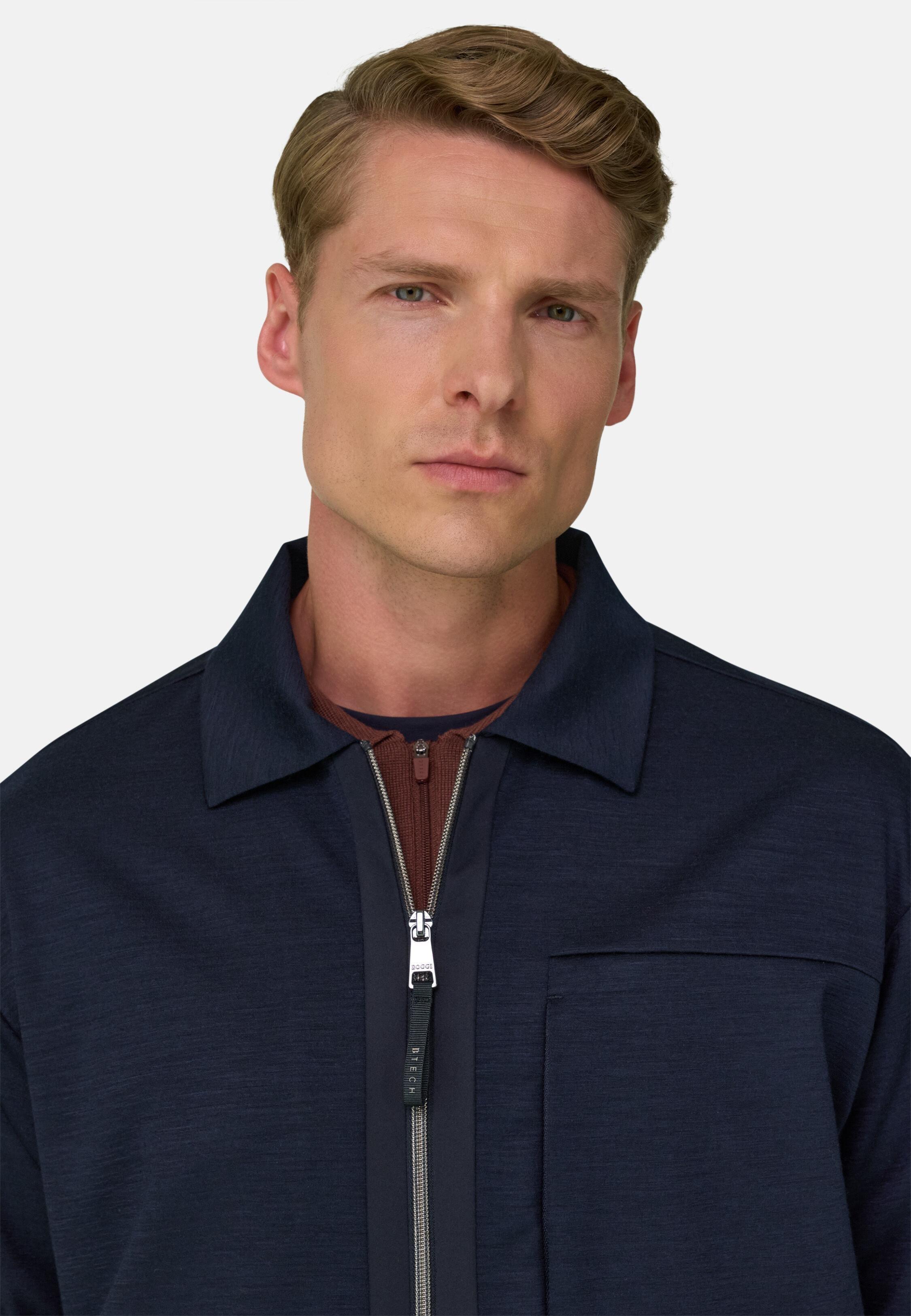 Shirt Jacket Wooltech Navy blue, Navy blue, medium