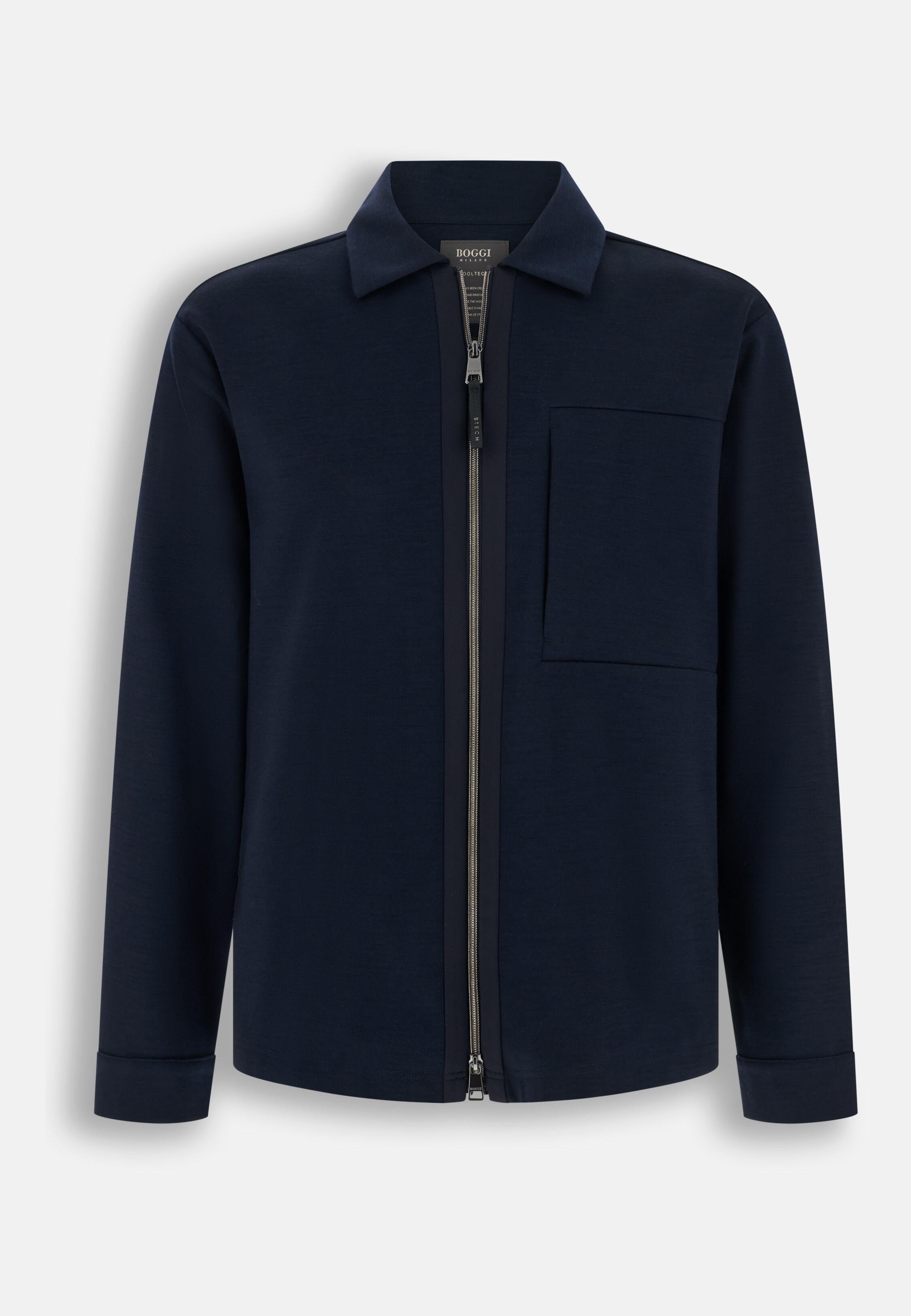 Shirt Jacket Wooltech Navy blue, Navy blue, large image number 4