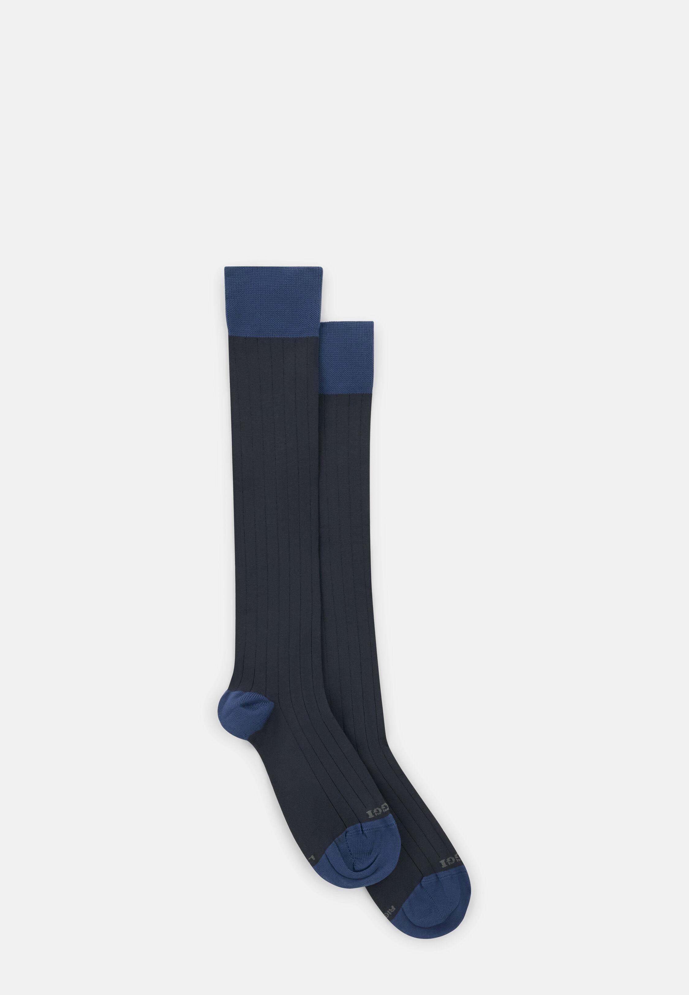 Ribbed Socks in Performance Yarn, Navy Blue, Navy blue, medium
