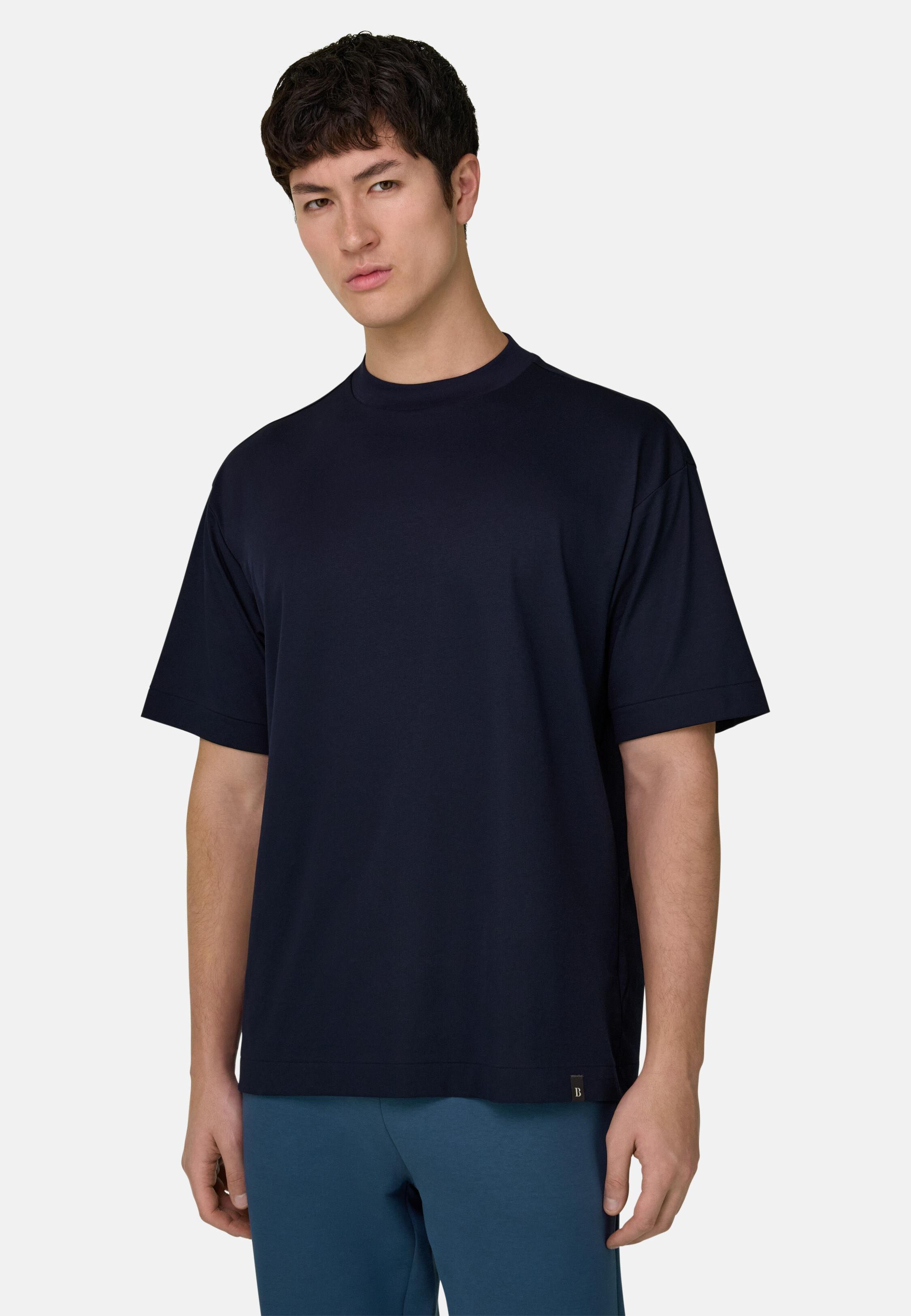 تيشيرت بخيط إس. كافيه أزرق, Navy blue, medium