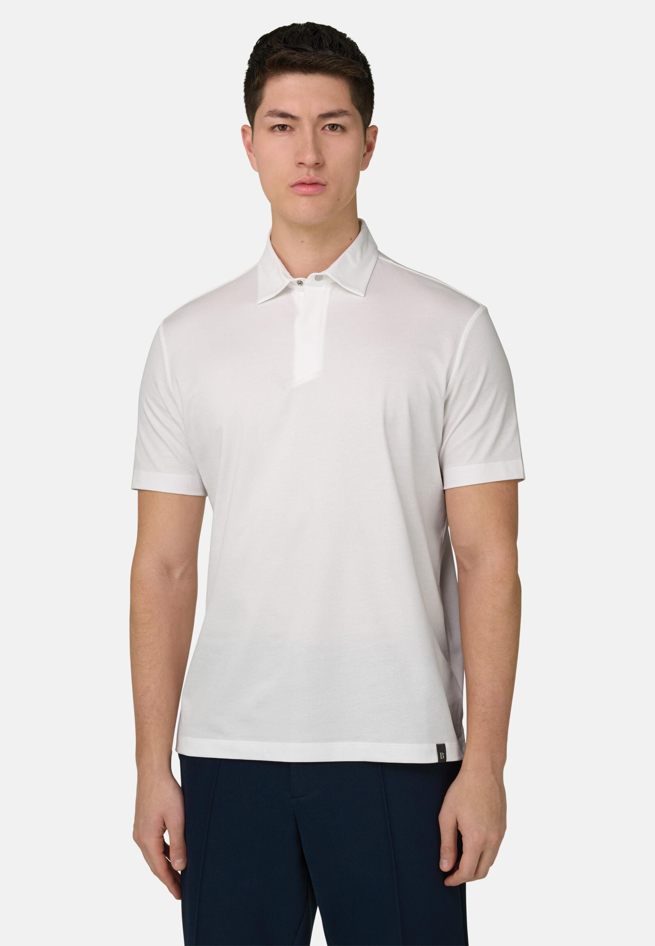 High-Performance Piqu&eacute; Polo Shirt with S.Caf&egrave;&reg; Yarn White, White, medium