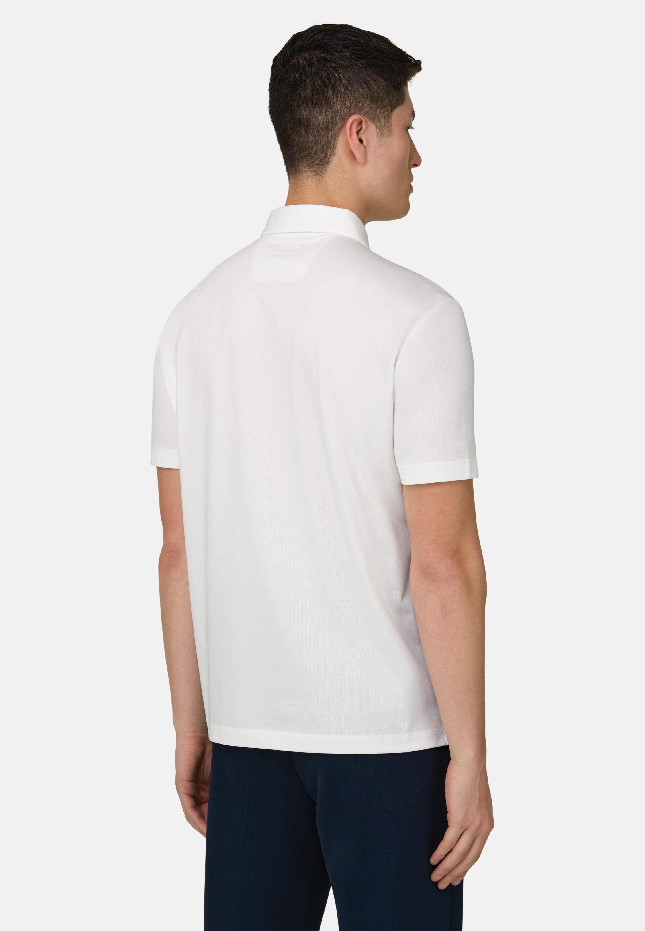 High-Performance Pique Polo Shirt With S. Cafe Yarn White, 3901_WHIT, large image number 1