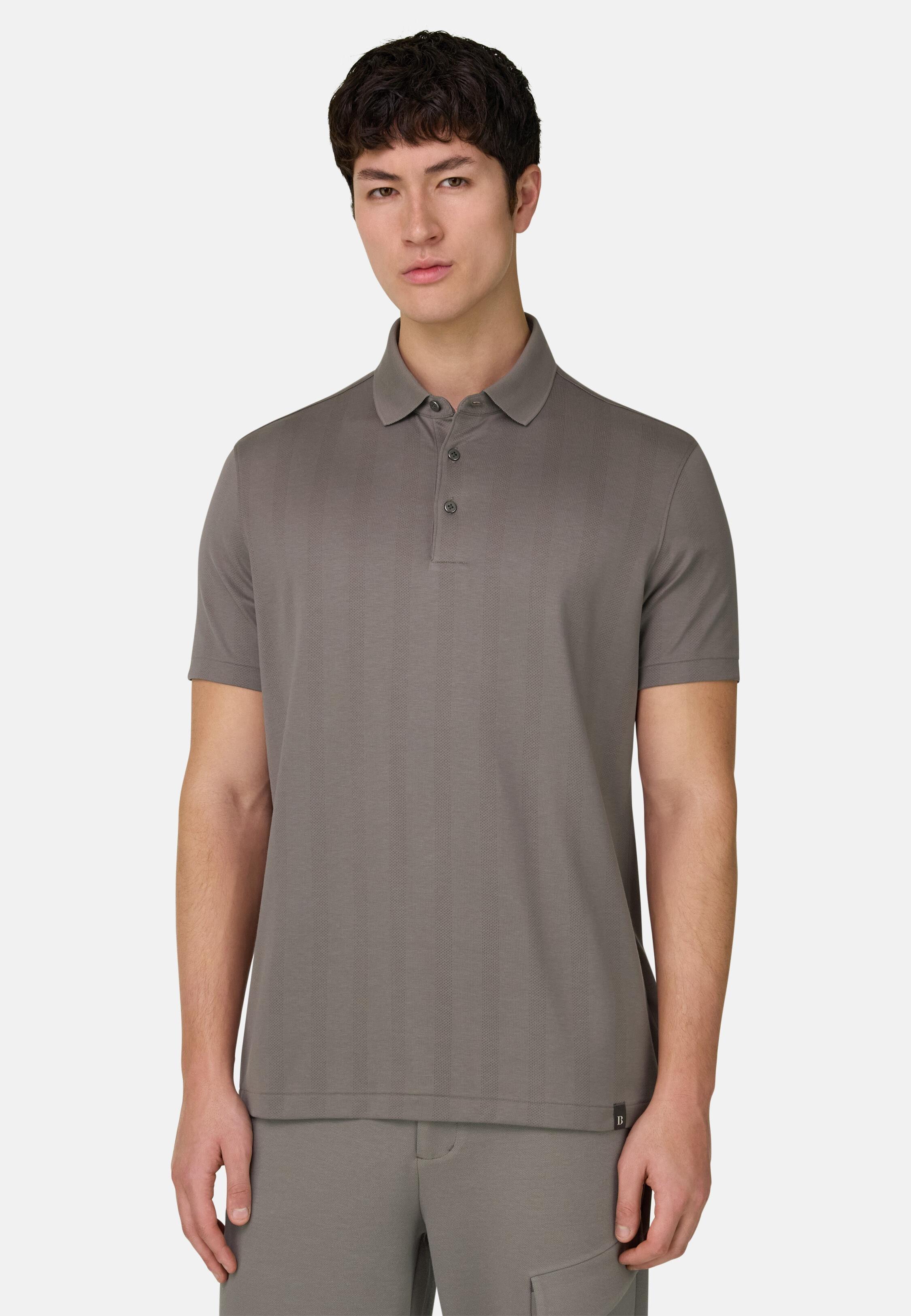 Jersey Polo Shirt With S. Cafe Yarn Brown, Mud, medium