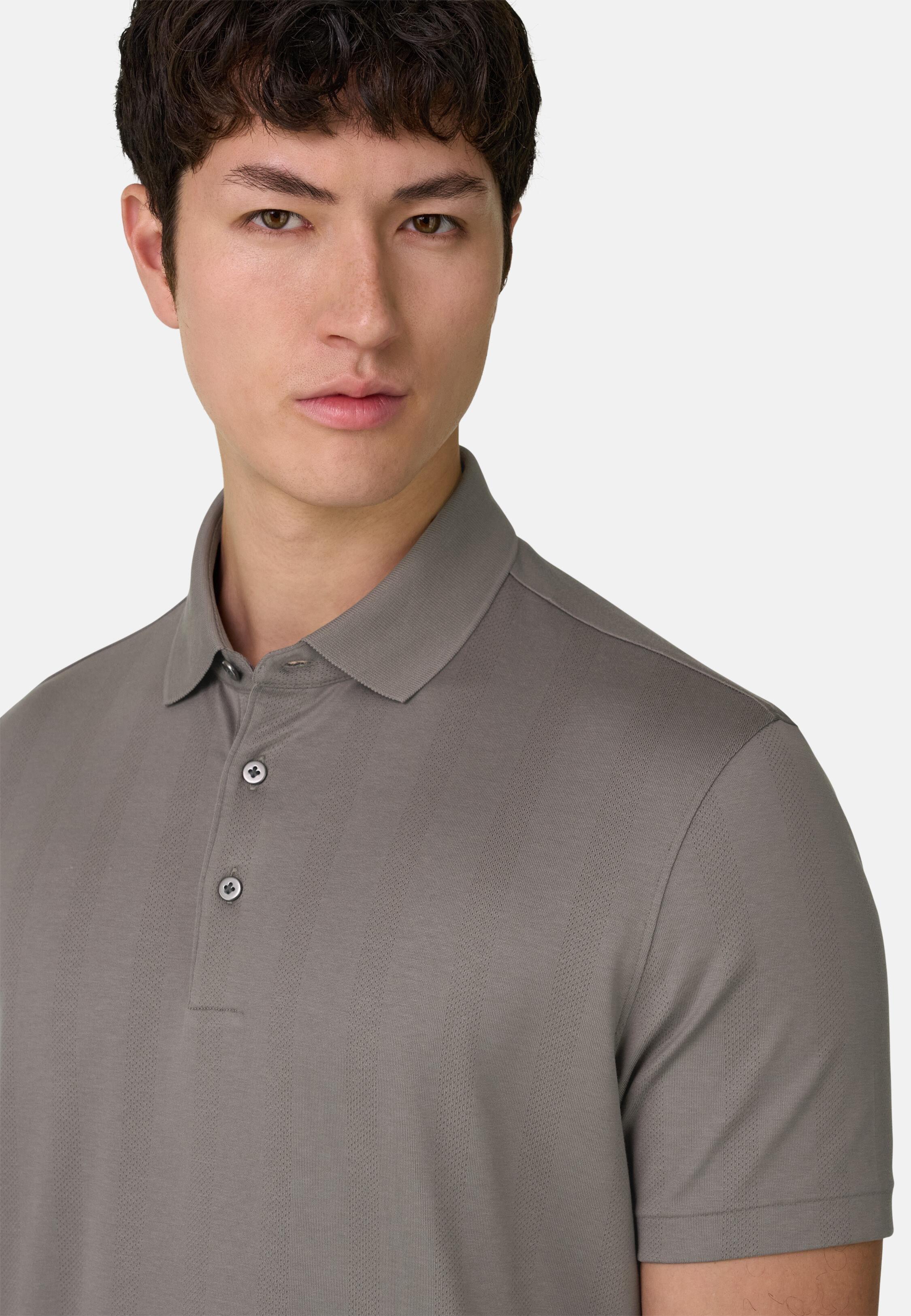 Jersey Polo Shirt With S. Cafe Yarn Brown, Mud, medium