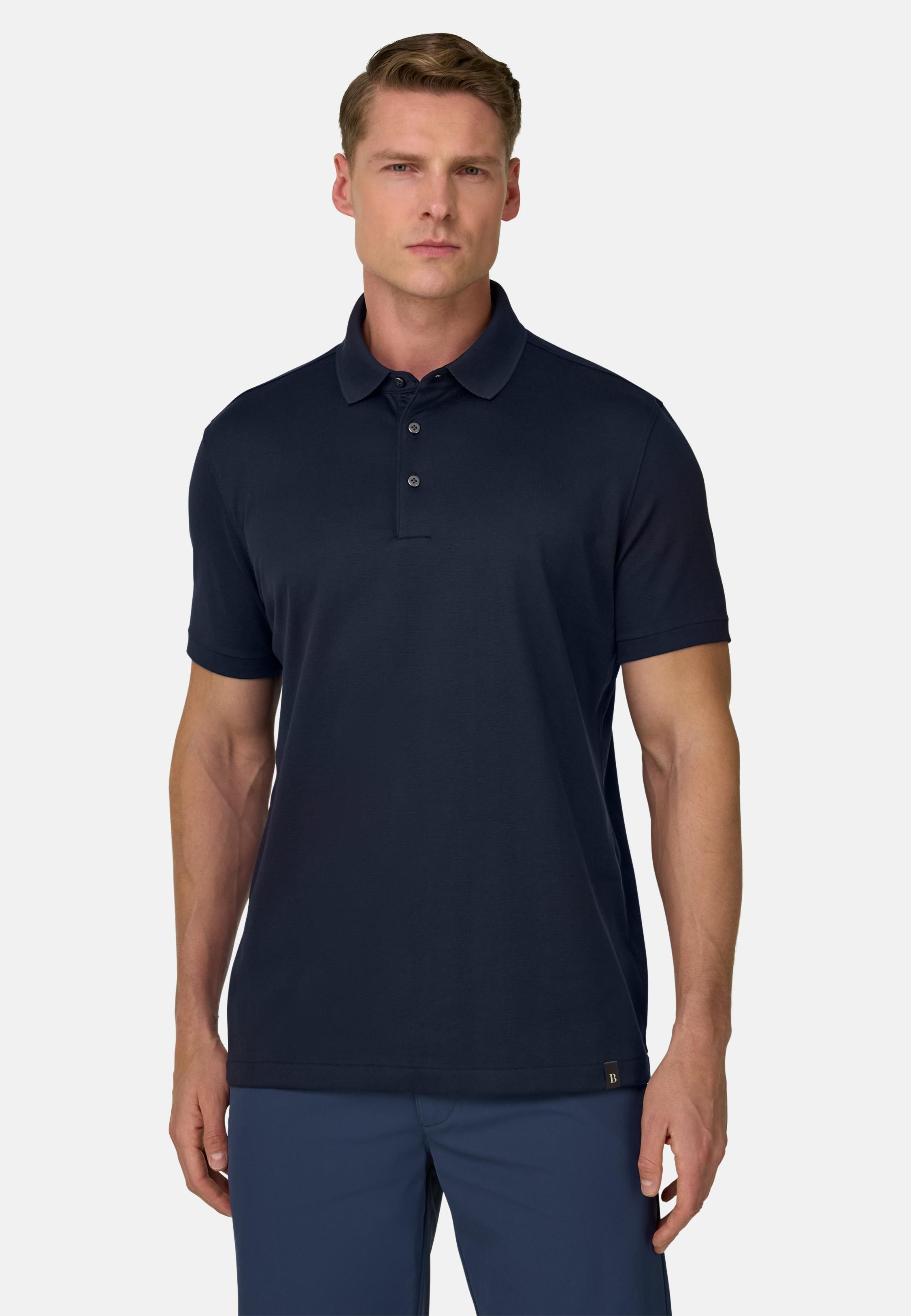 Jersey Polo Shirt With S. Cafe Yarn Blue, Navy blue, large image number 0