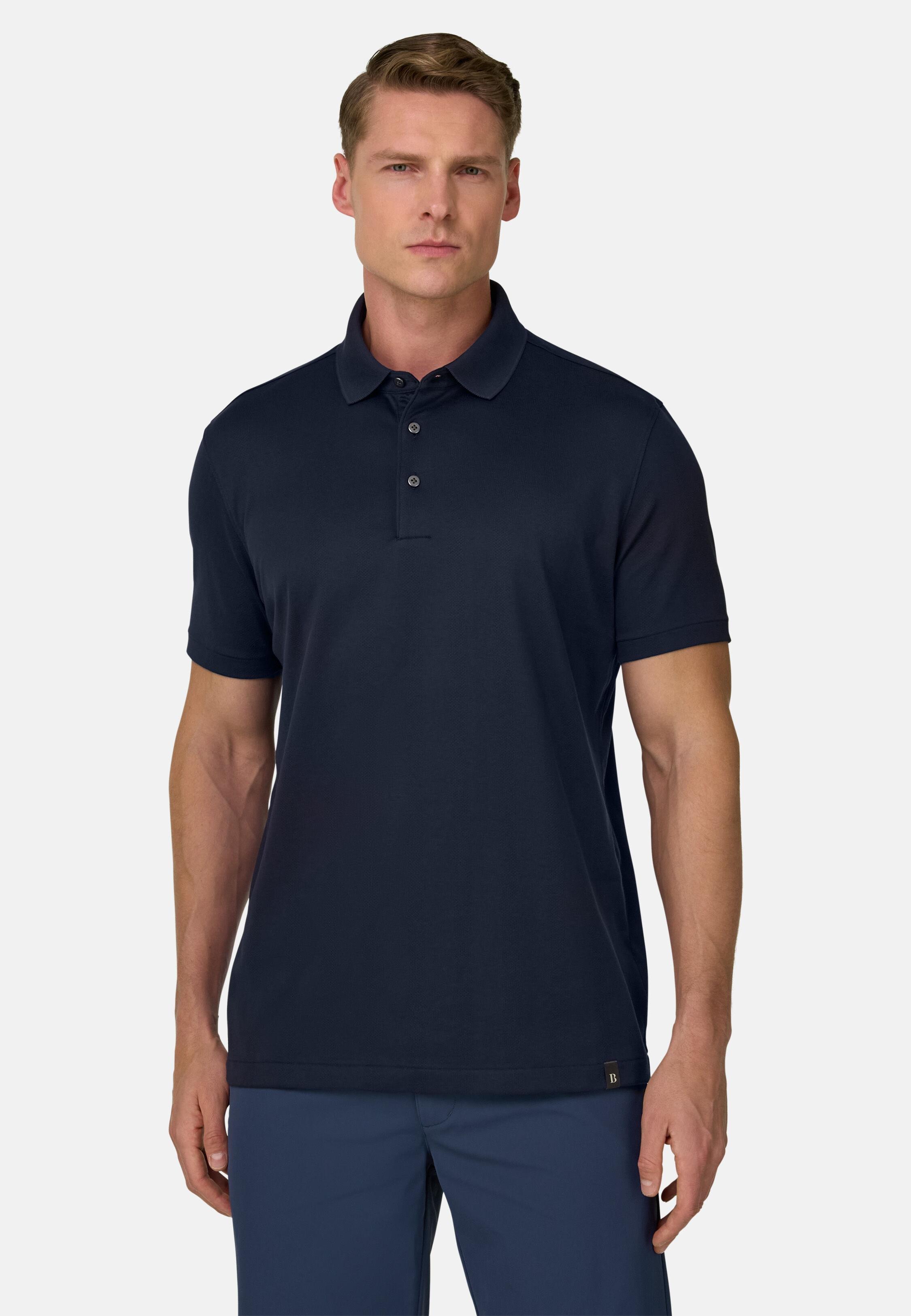 Jersey Polo Shirt With S. Cafe Yarn Blue, Navy blue, medium