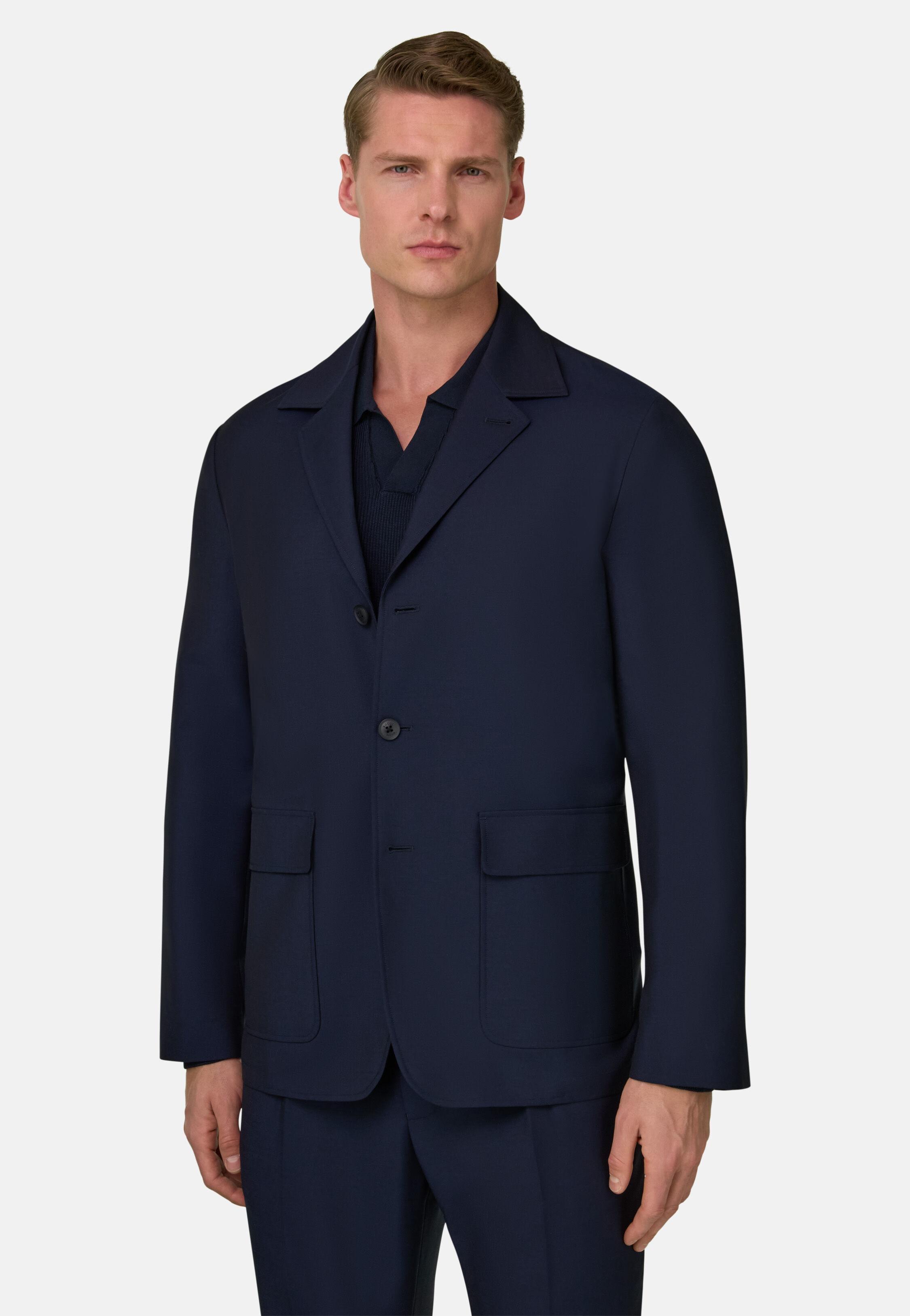 Wool And Mohair Jacket Navy, Navy blue, medium