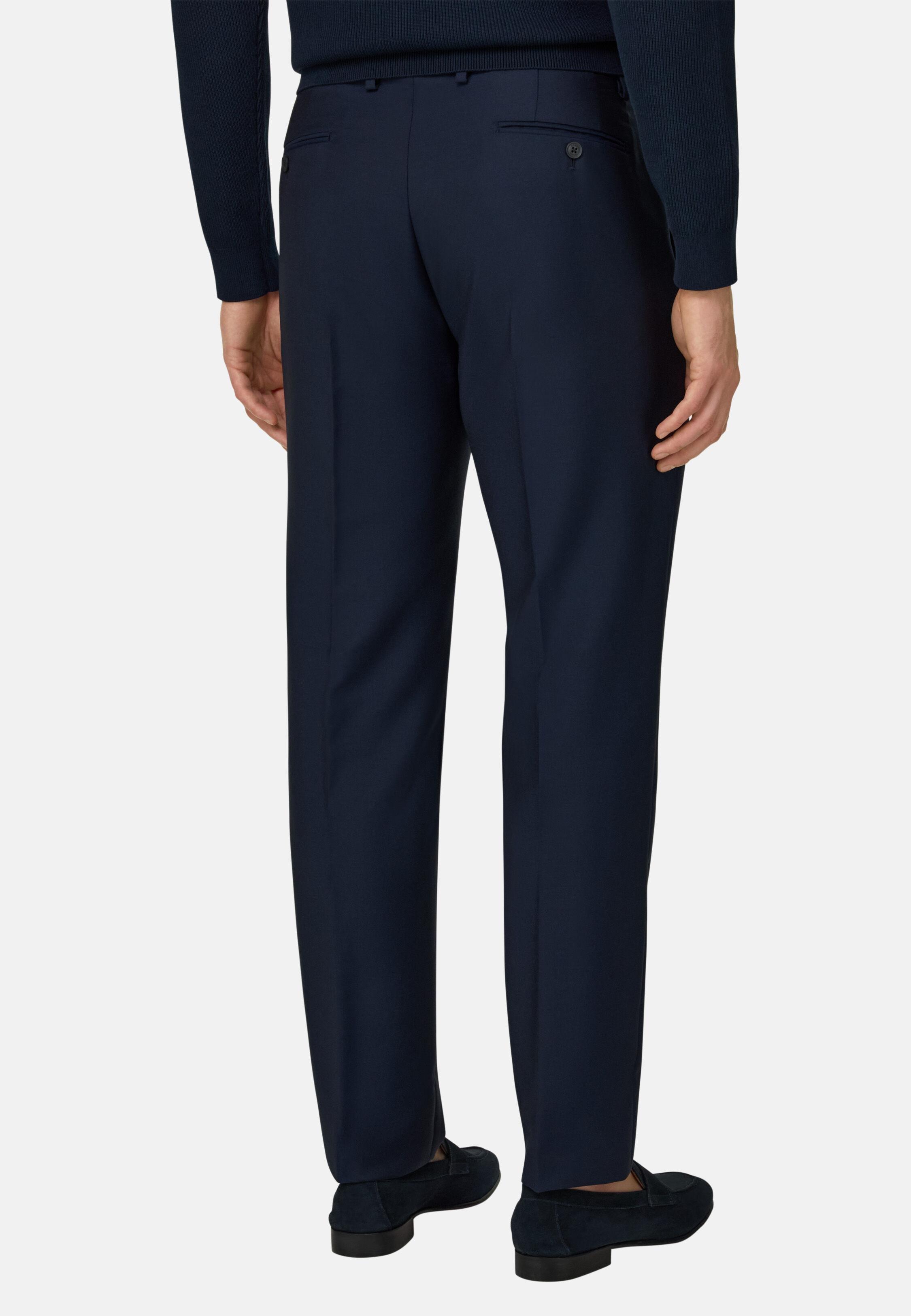 Wool and Mohair Trousers Navy blue, 3901_NAVY, medium