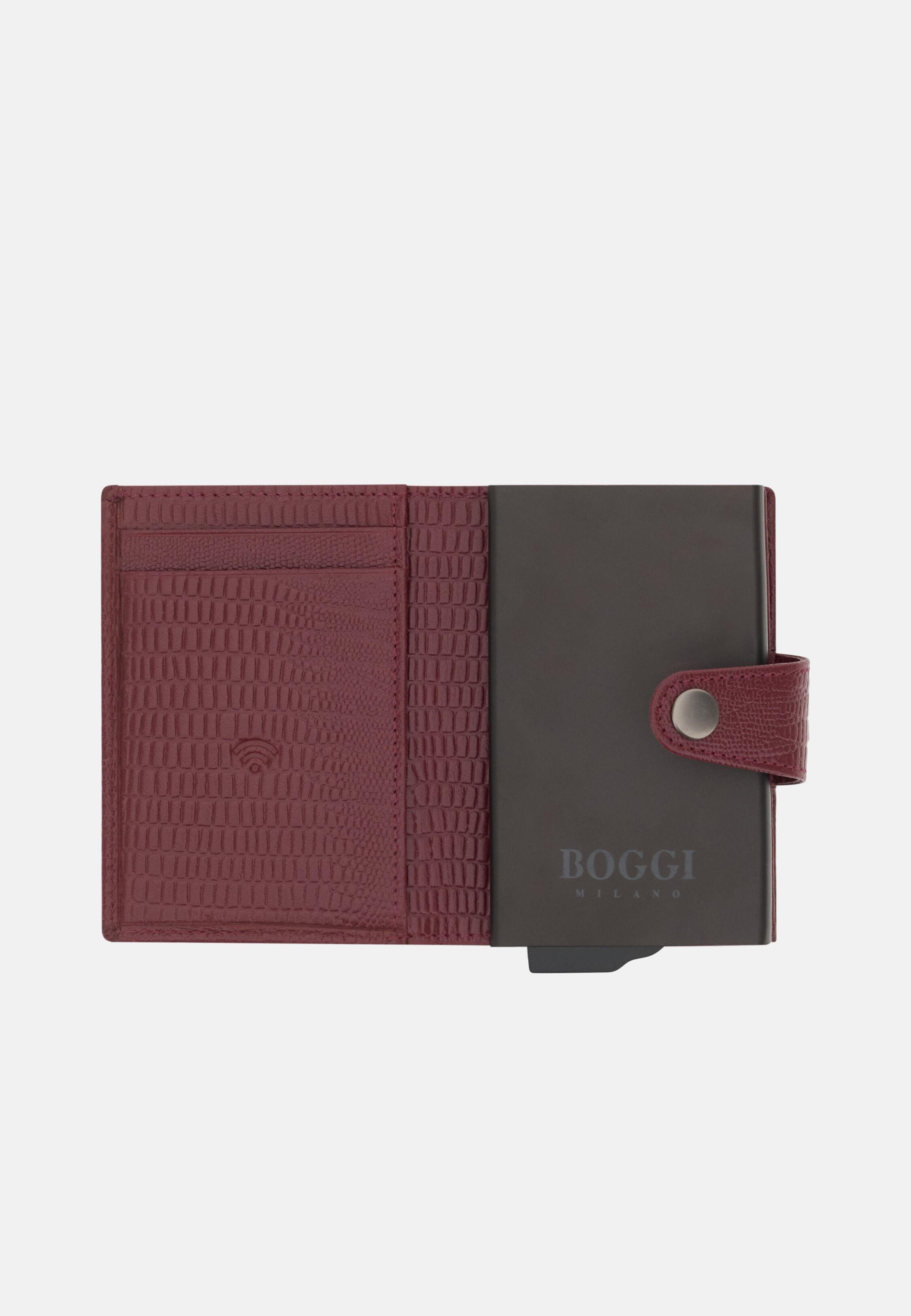 Printed Leather Credit Card Holder Burgundy, 3901_BURG, medium