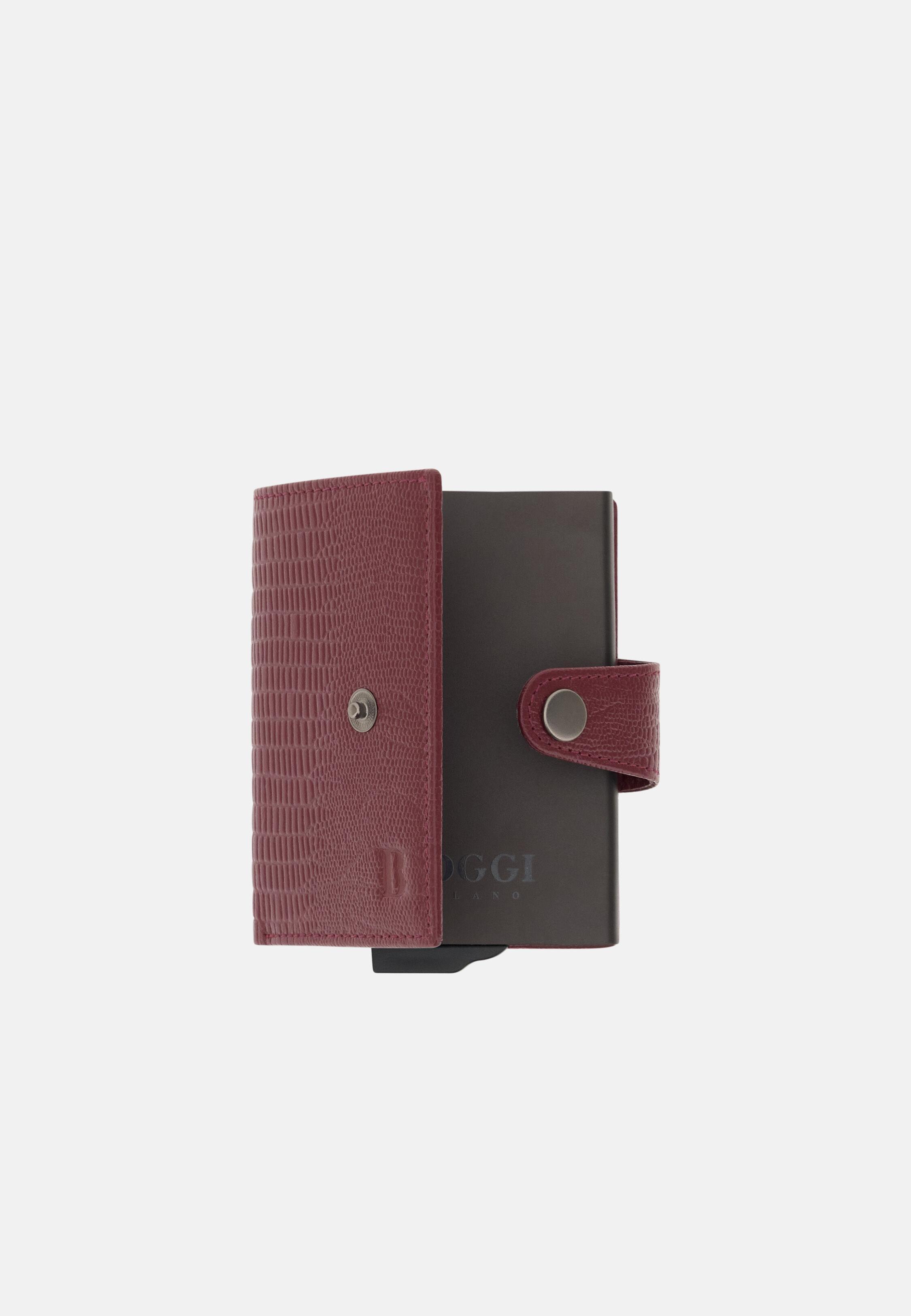 Printed Leather Credit Card Holder Burgundy, 3901_BURG, medium
