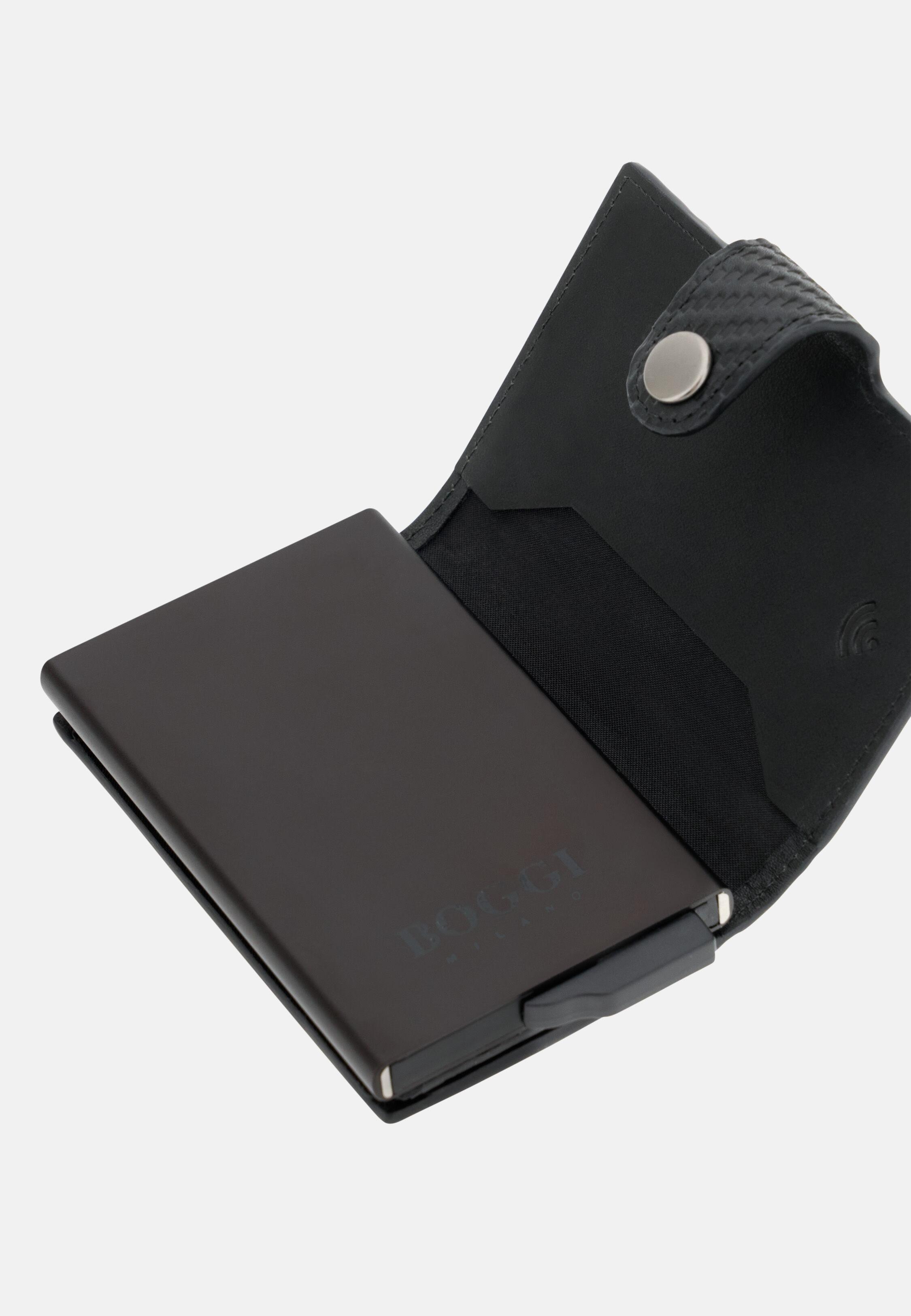Printed Leather Credit Card Holder, Black, Black, large image number 4