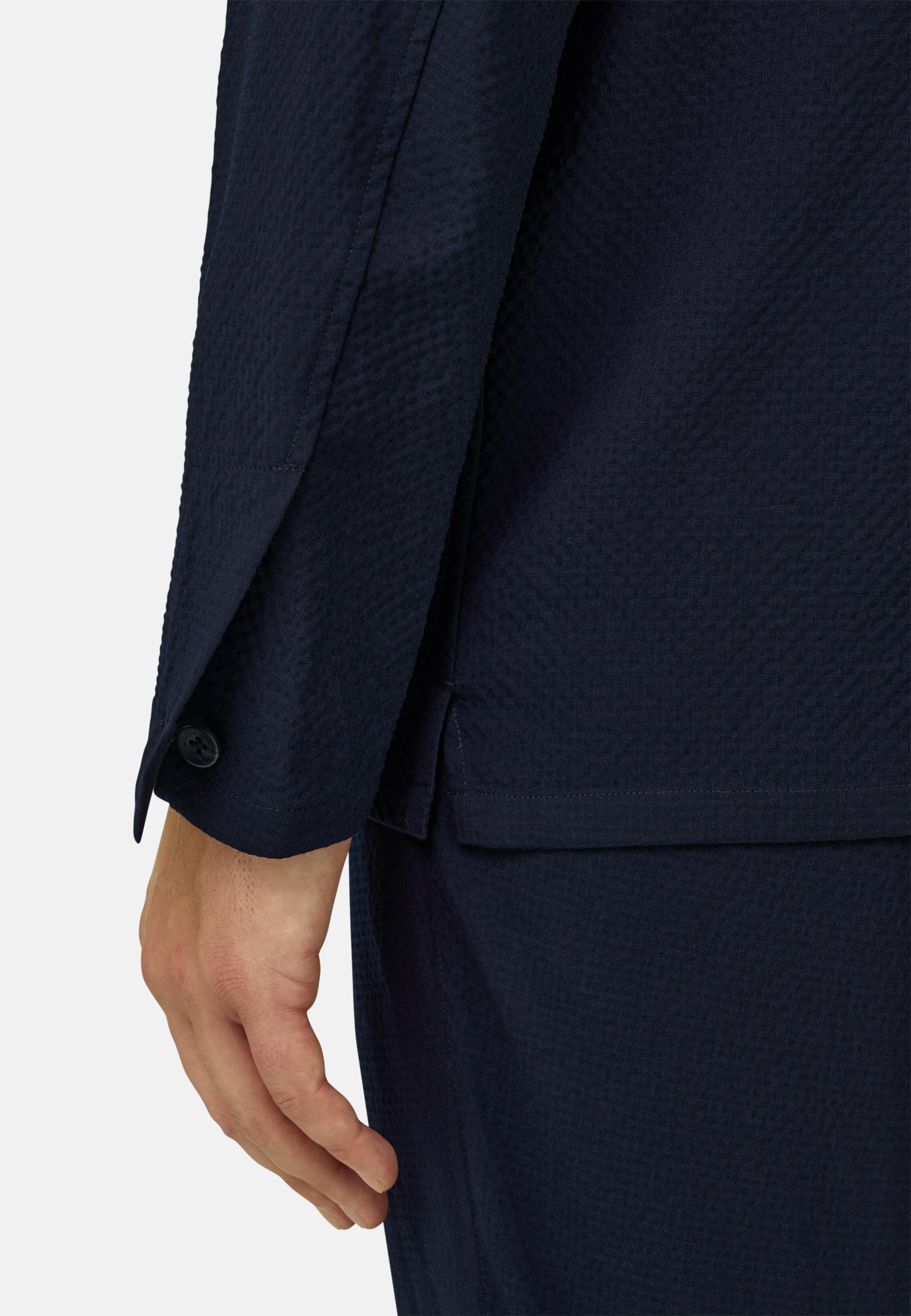 Stretch Wool Shirt Jacket Navy, Navy blue, large image number 2