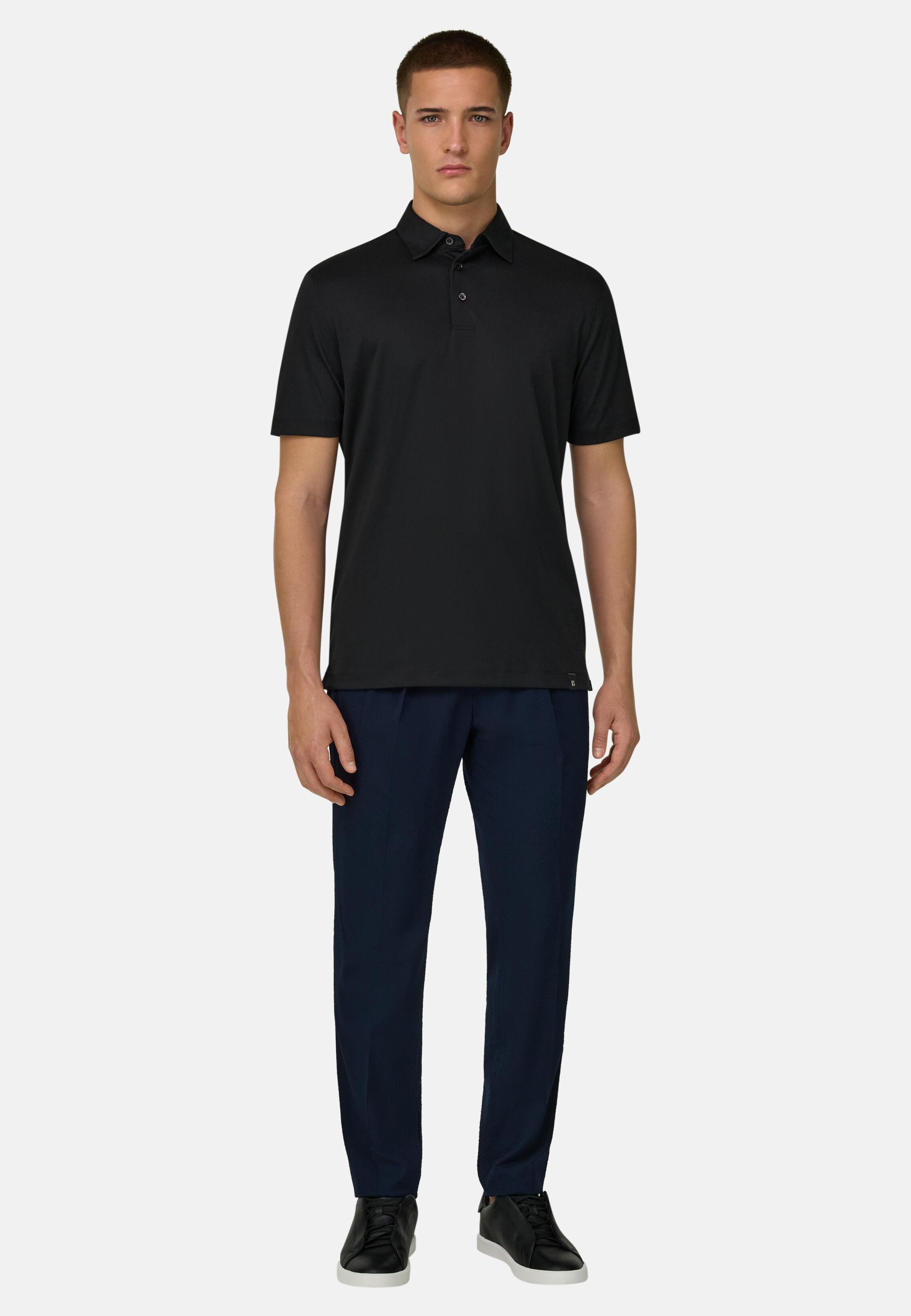 City Trousers In Stretch Wool Seersucker Navy, Navy blue, large image number 1