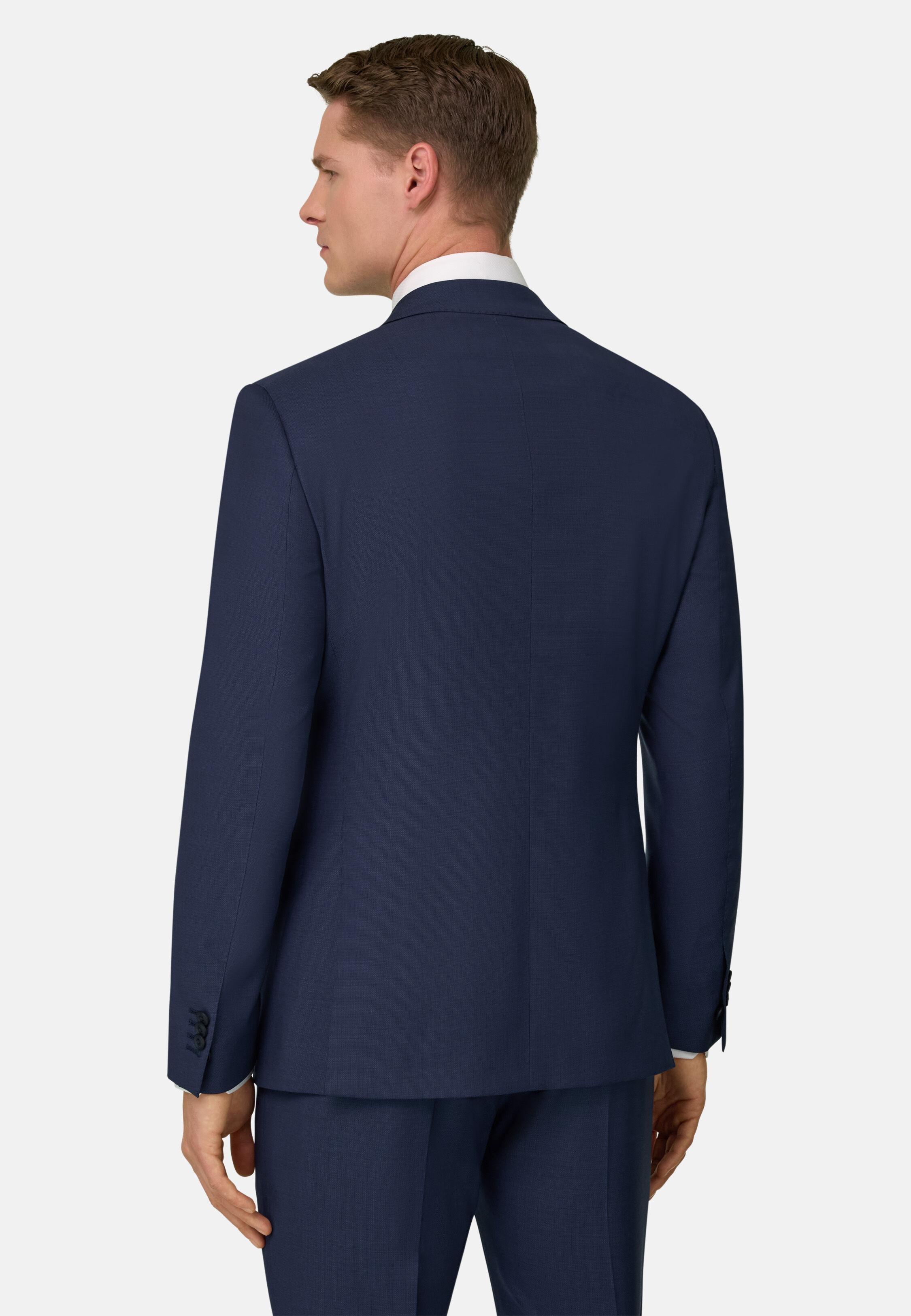 Micro Patterned Suit In Stretch Wool Blue, 3901_BLUE, large image number 1