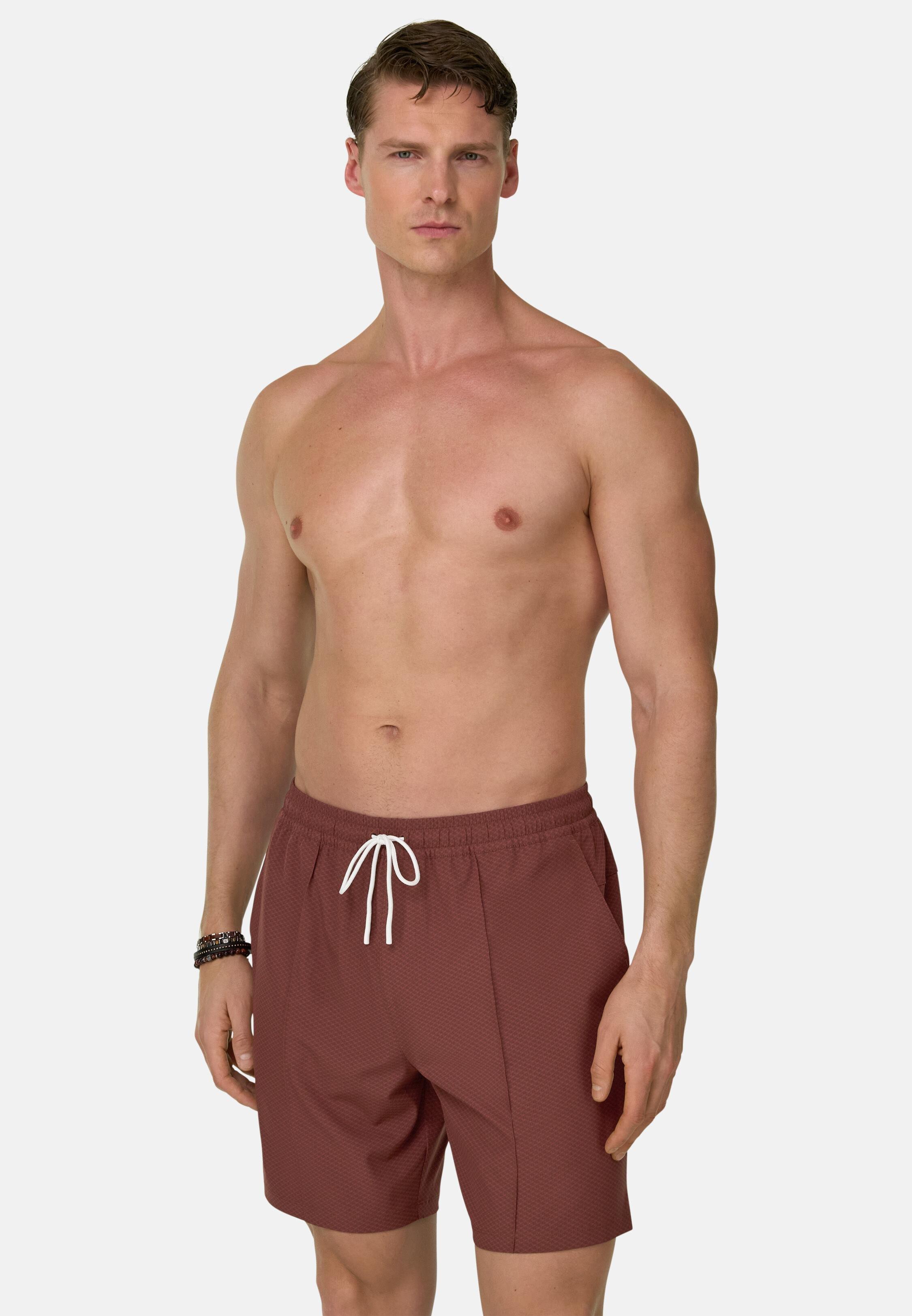Swimsuit In Printed Technical Fabric Brown, 3901_DKOR, medium