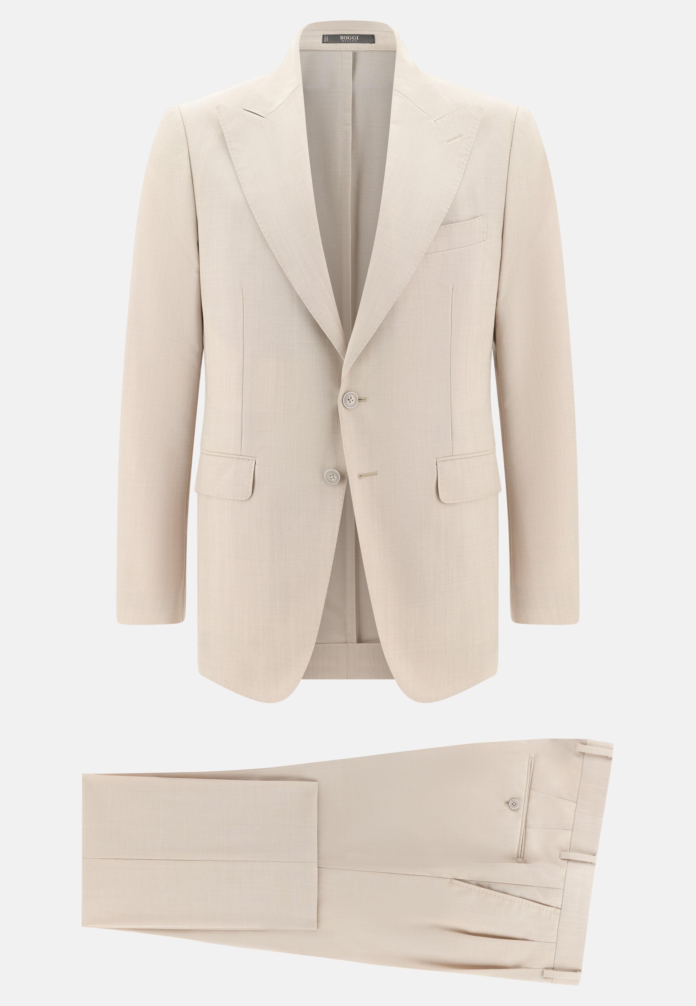 Beige Pure Travel Wool Suit, 3901_SAND, large image number 4