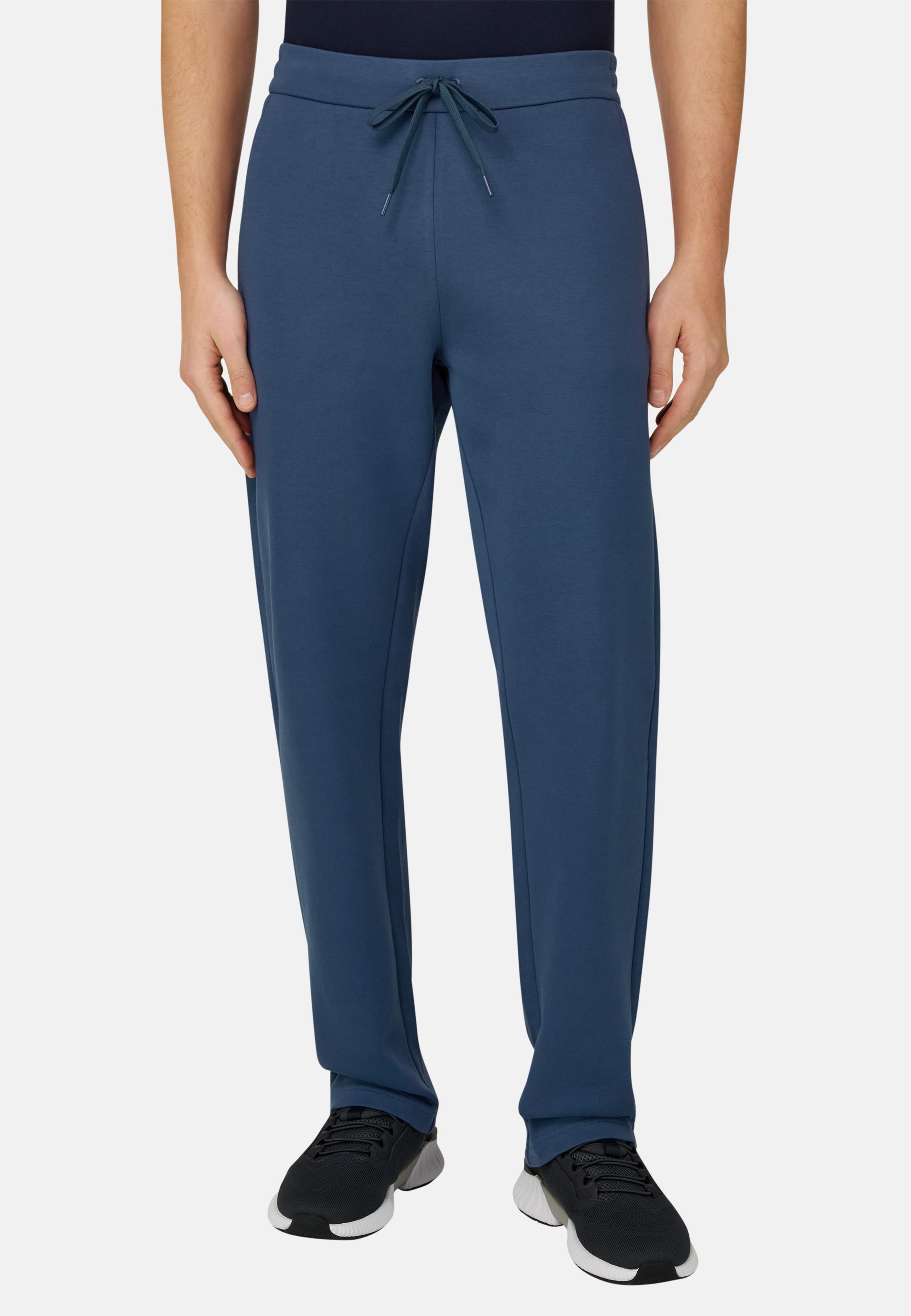 Trousers In Lightweight Cotton Blend Scuba Blue, Air-blue, large image number 0