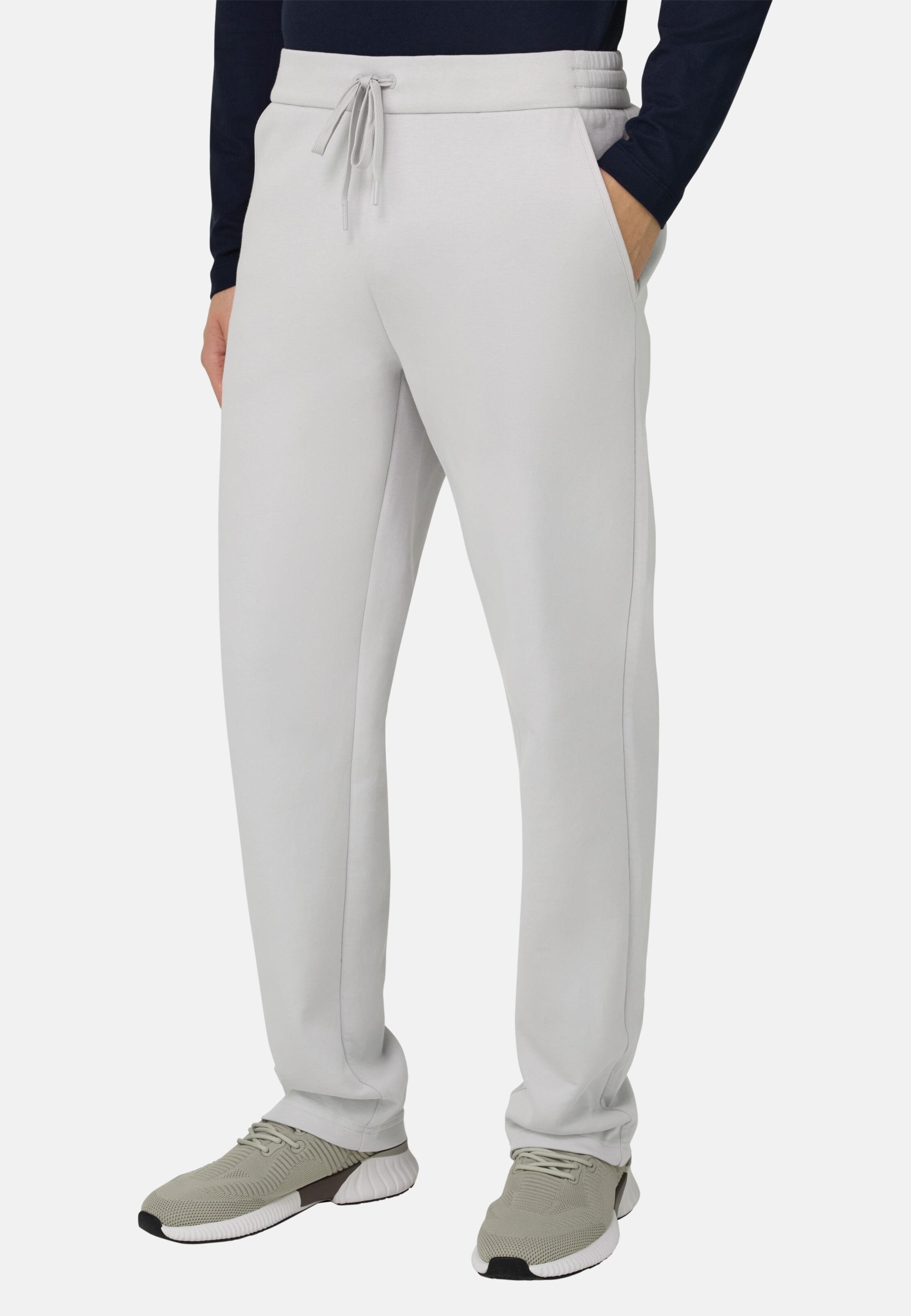 Trousers In Lightweight Cotton Blend Scuba White, Ice, large image number 0