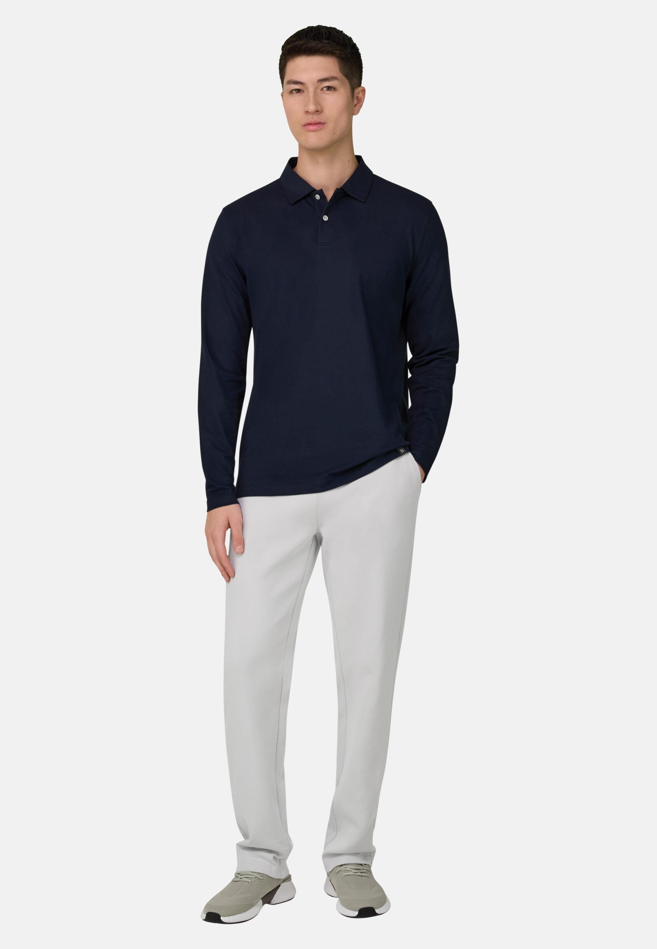 Trousers in Lightweight Cotton Blend Scuba Ice, Ice, medium