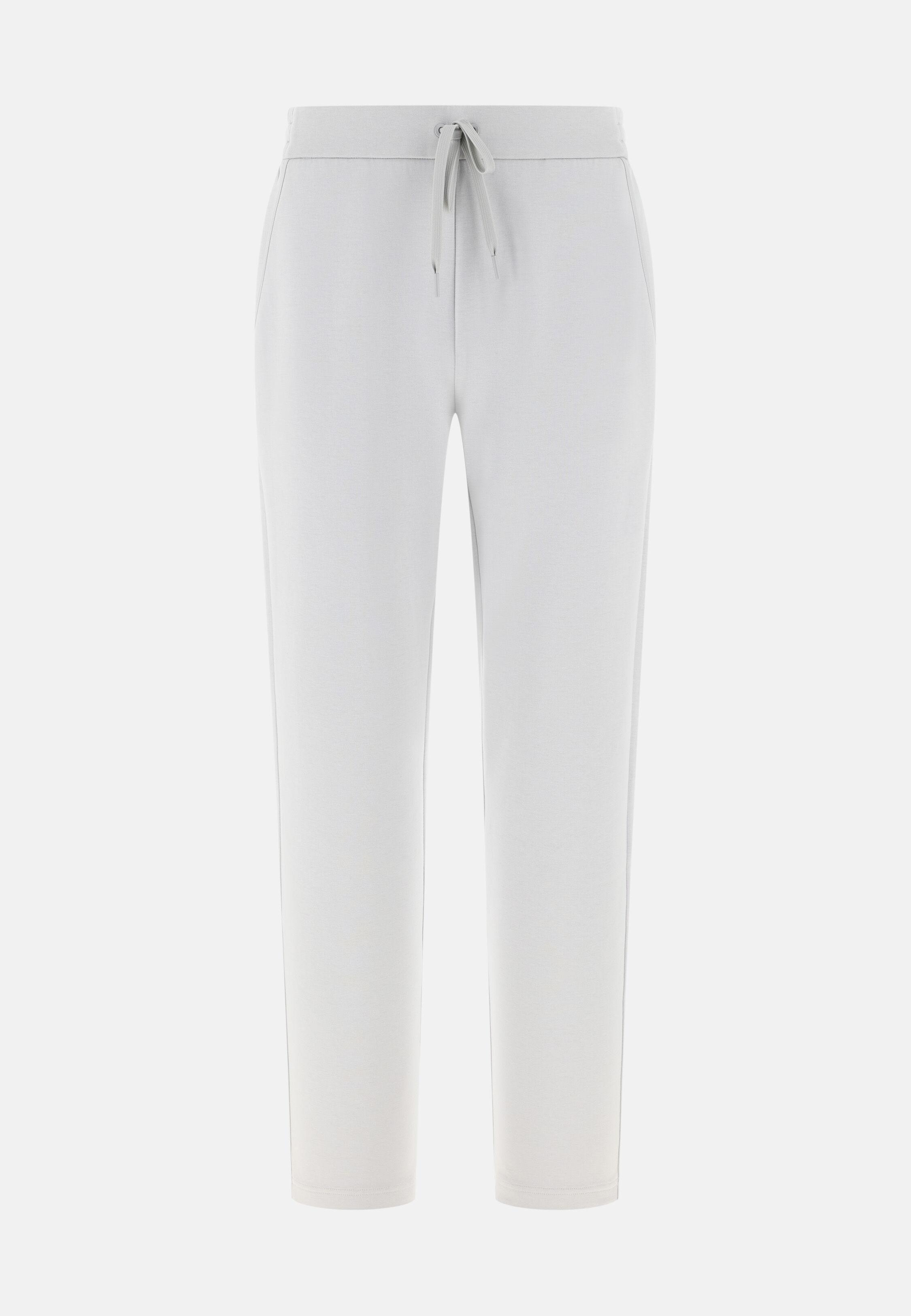 Trousers in Lightweight Cotton Blend Scuba, Ice, Ice, large image number 1